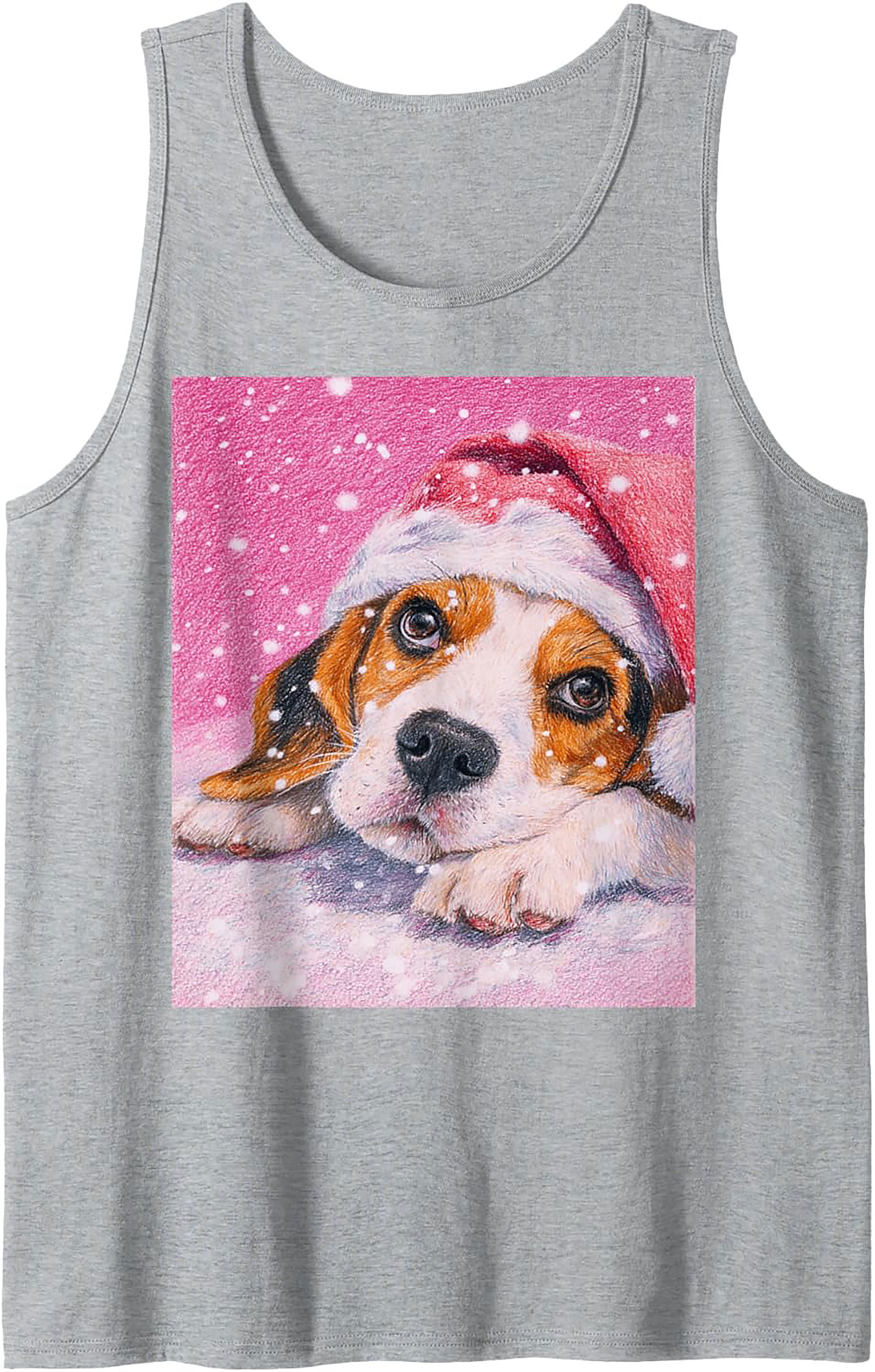 Adorable Beagle Puppy Christmas Graphic Tank Top | Unisex Sleeveless Shirt