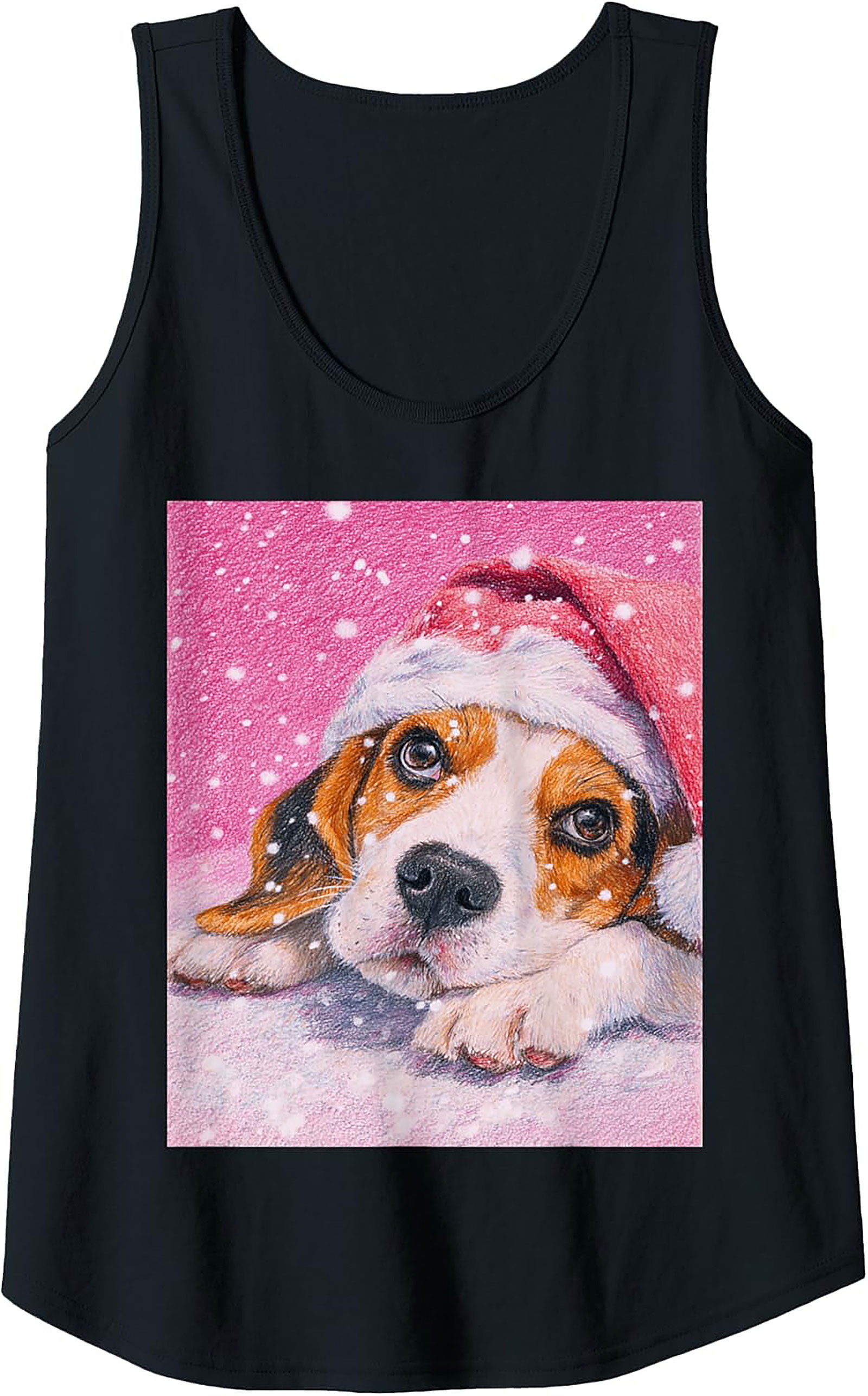 Adorable Beagle Puppy Christmas Graphic Tank Top | Unisex Sleeveless Shirt