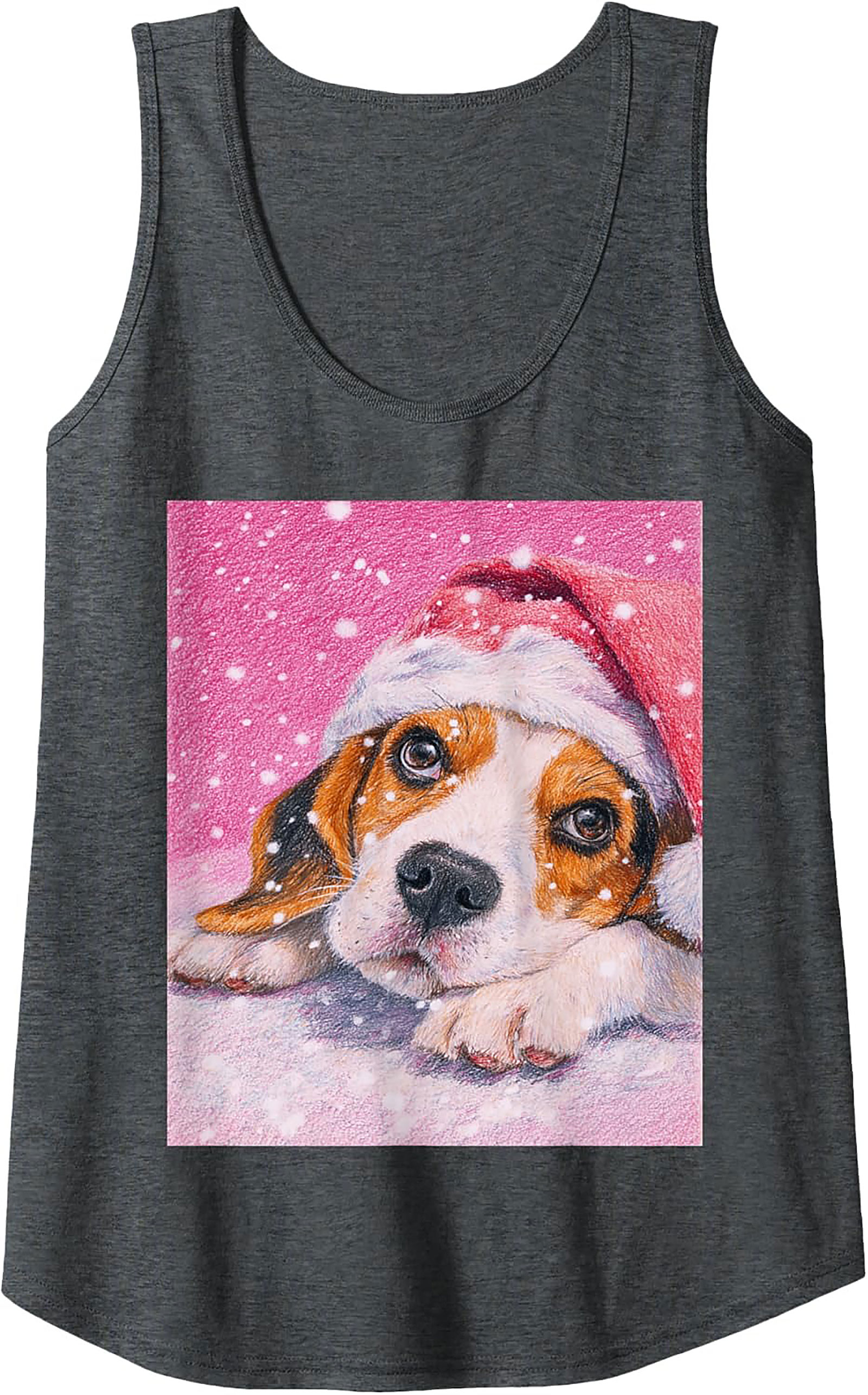 Adorable Beagle Puppy Christmas Graphic Tank Top | Unisex Sleeveless Shirt