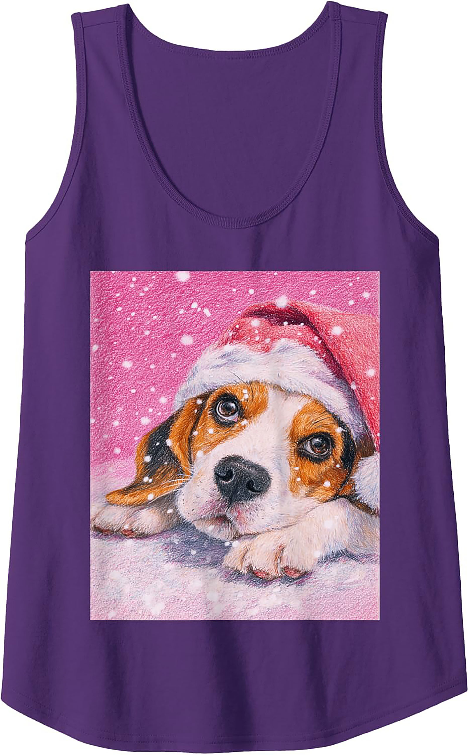 Adorable Beagle Puppy Christmas Graphic Tank Top | Unisex Sleeveless Shirt