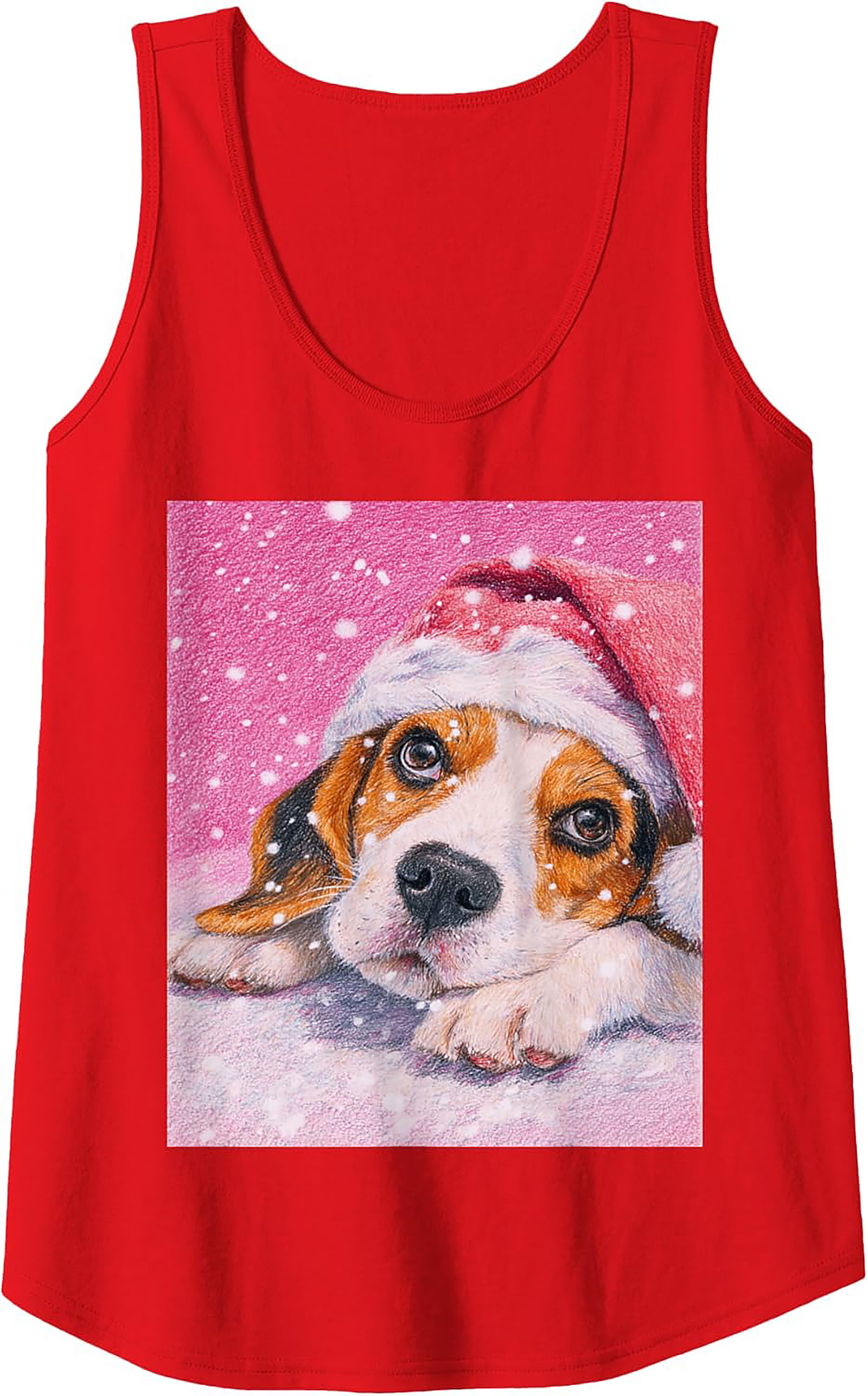 Adorable Beagle Puppy Christmas Graphic Tank Top | Unisex Sleeveless Shirt