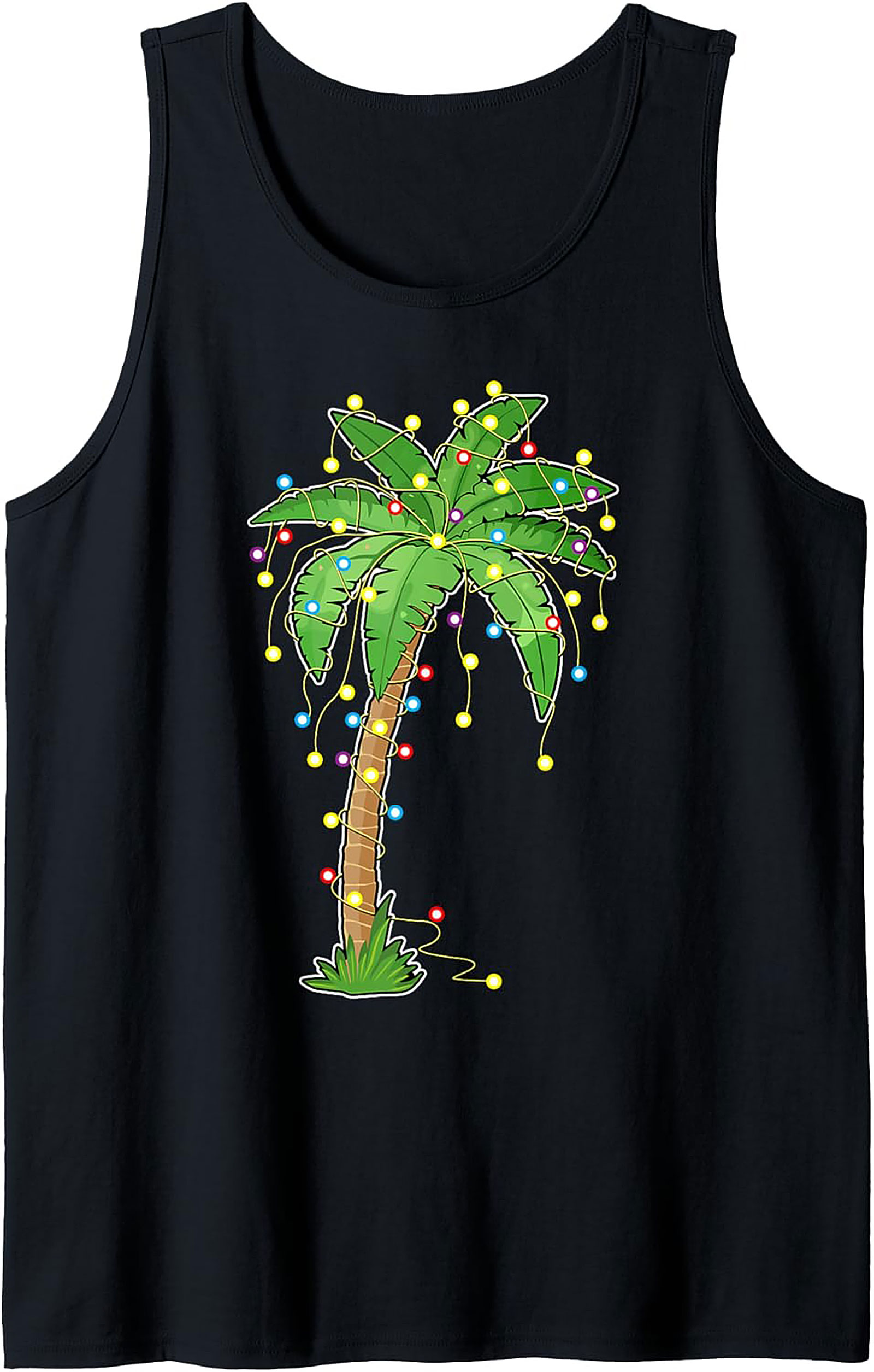 Tropical Christmas Tank Top Festive Palm Tree Graphic