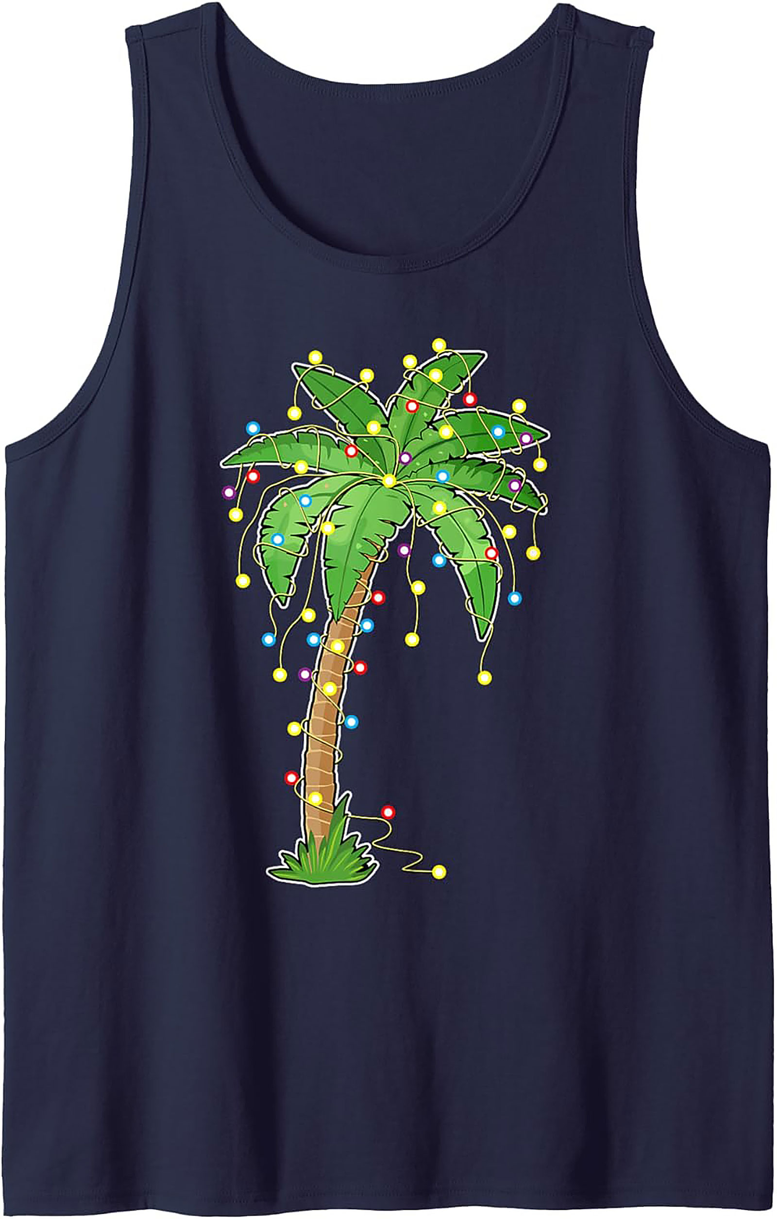 Tropical Christmas Tank Top Festive Palm Tree Graphic