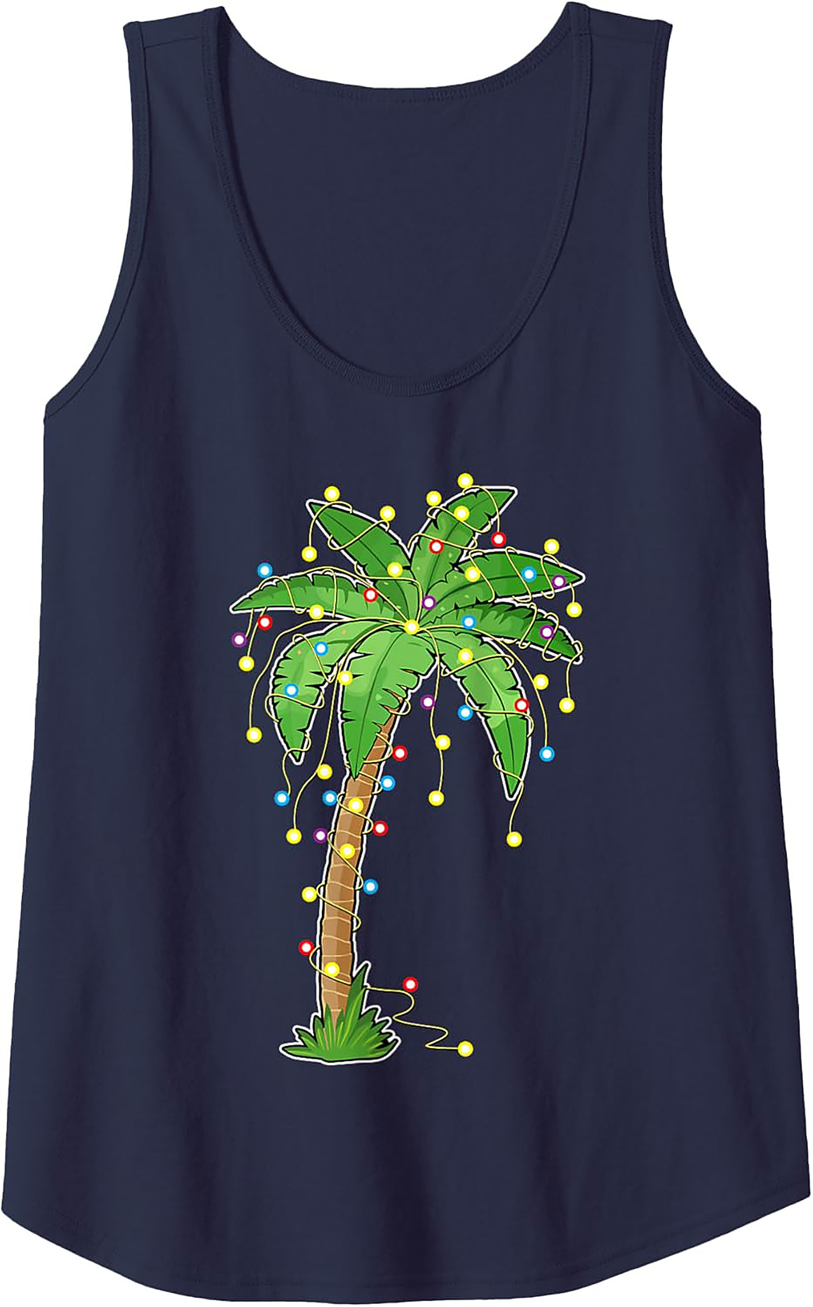 Tropical Christmas Tank Top Festive Palm Tree Graphic