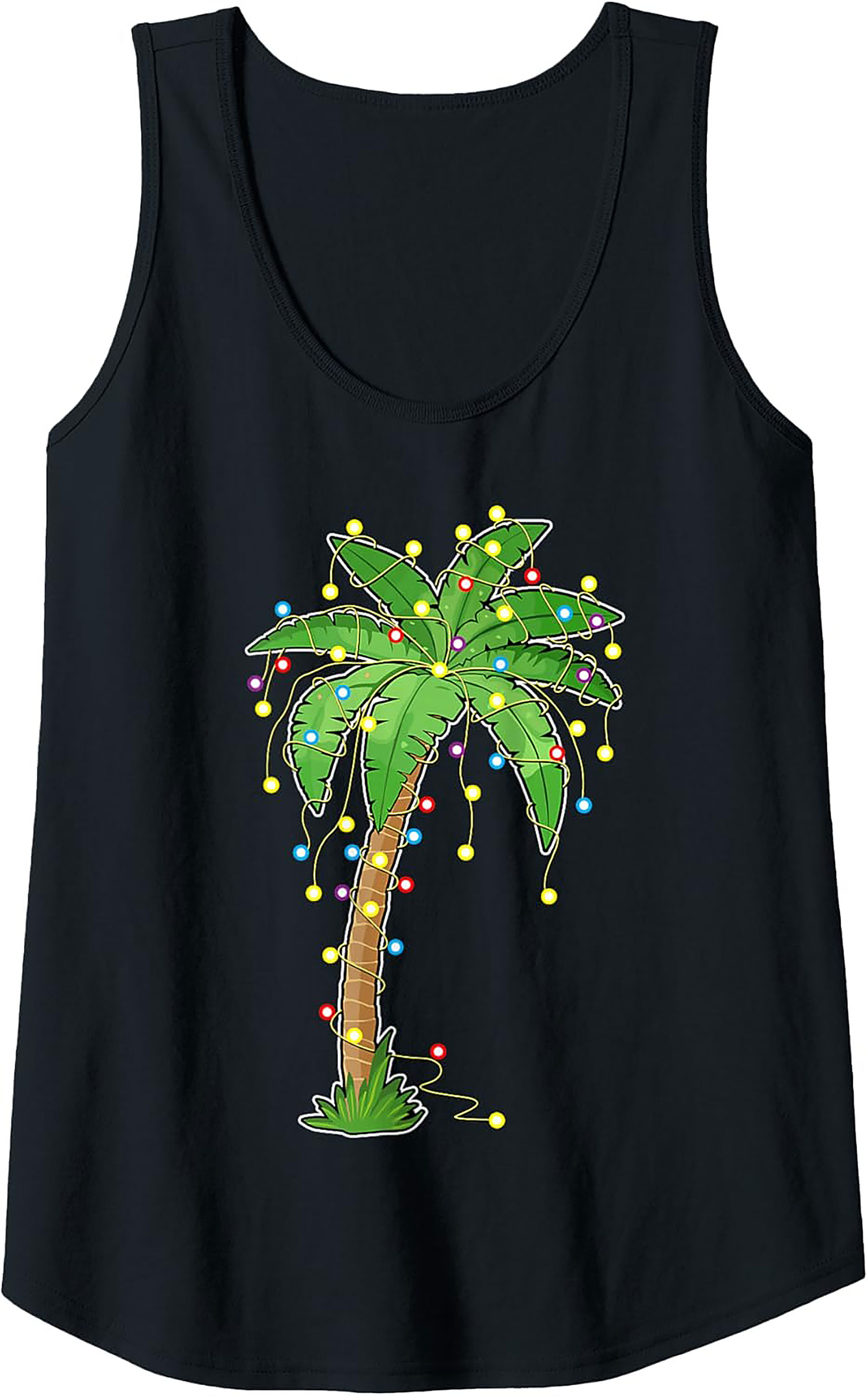 Tropical Christmas Tank Top Festive Palm Tree Graphic