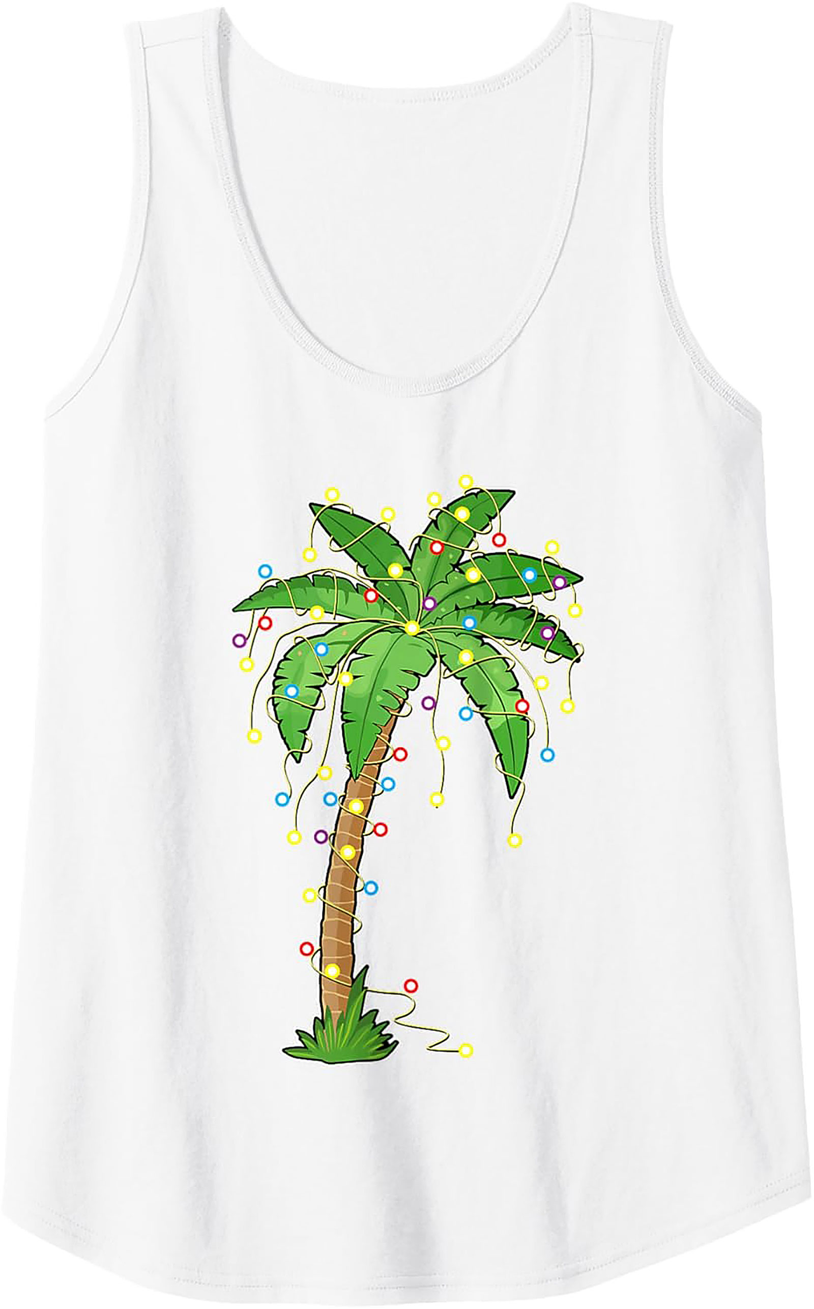 Tropical Christmas Tank Top Festive Palm Tree Graphic