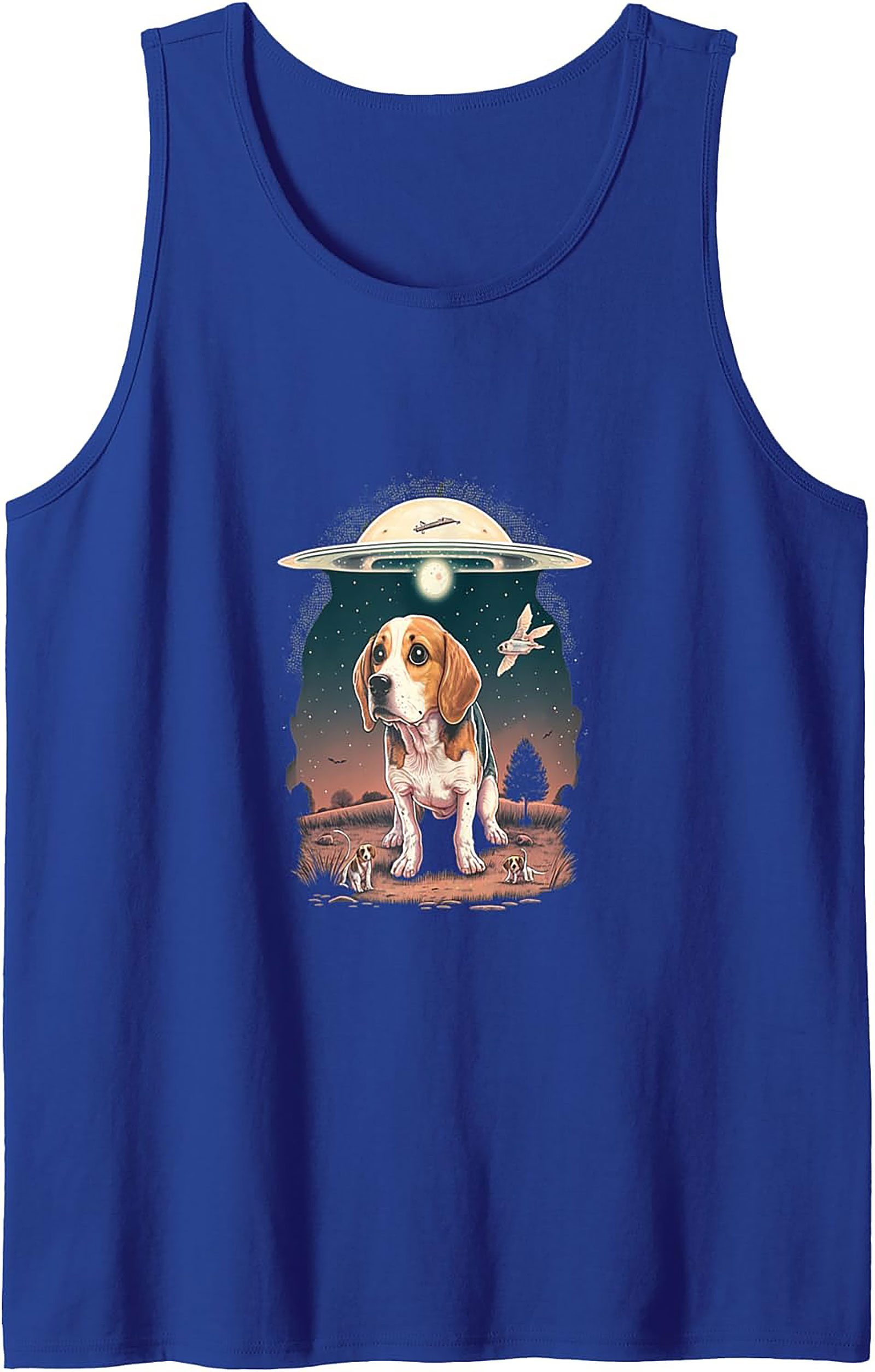 Beagle UFO Abduction Graphic Tank Top