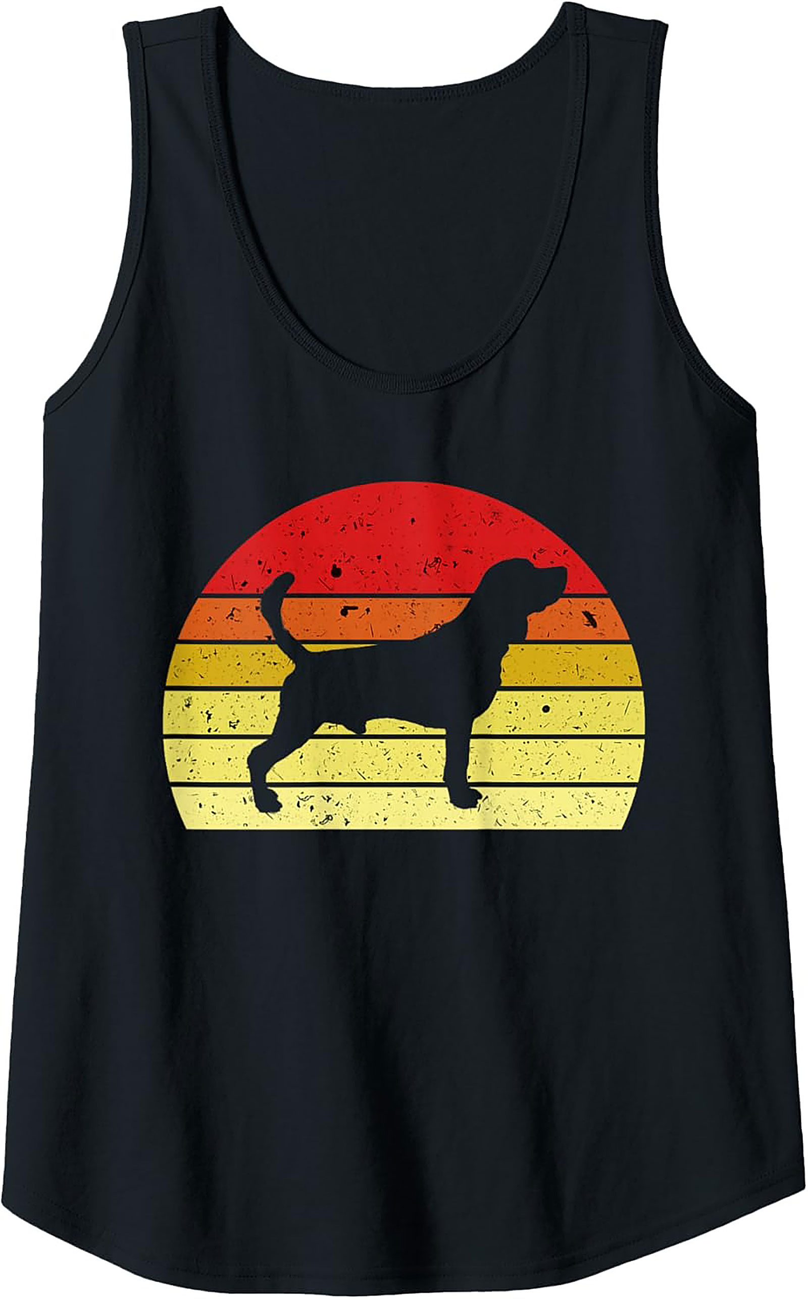 Retro Beagle Dog Graphic Tank | Vintage Sunset Sleeveless Shirt