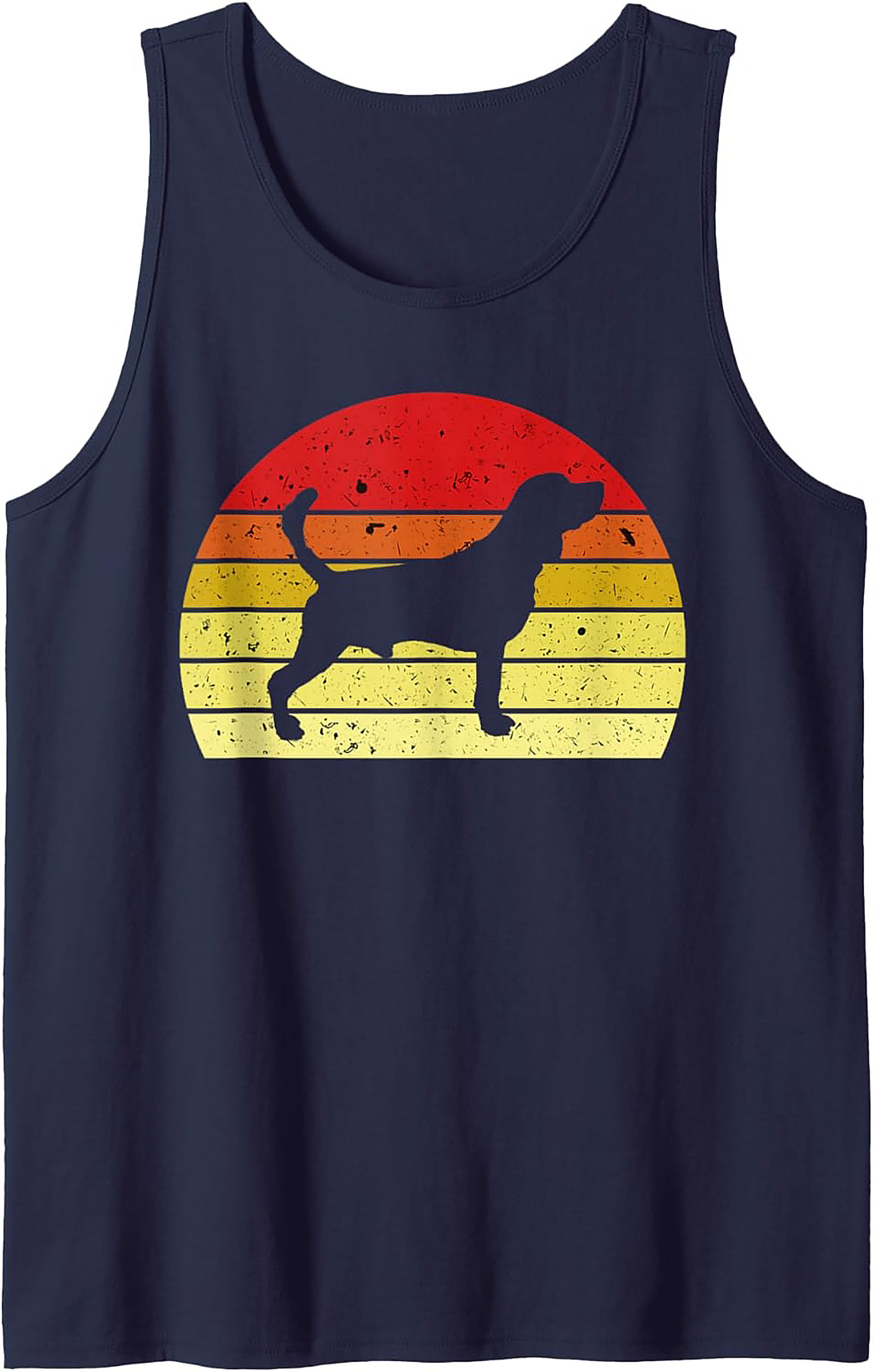 Retro Beagle Dog Graphic Tank | Vintage Sunset Sleeveless Shirt