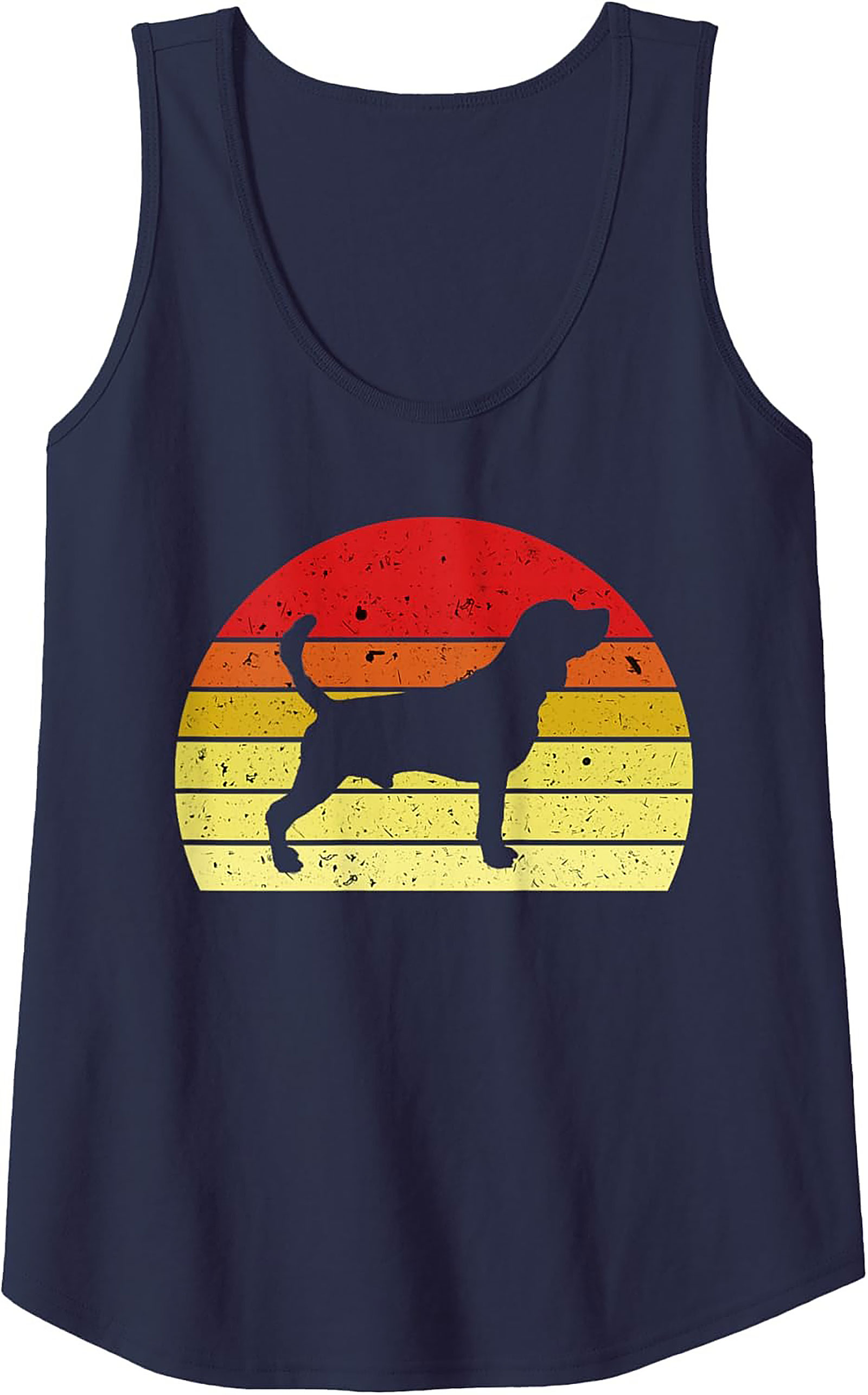 Retro Beagle Dog Graphic Tank | Vintage Sunset Sleeveless Shirt