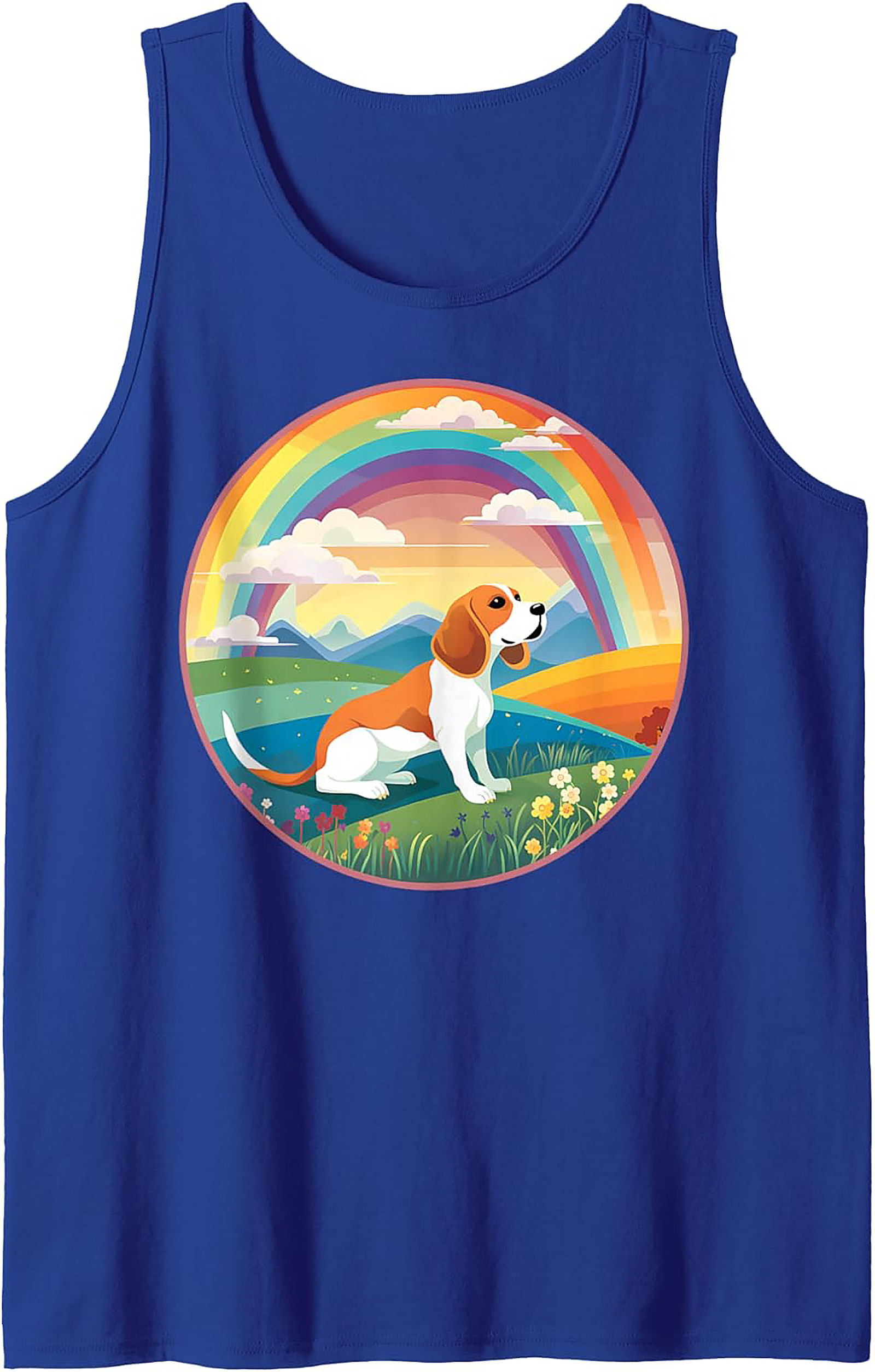 Beagle Dog Rainbow Graphic Tank Top: Vibrant Summer Sleeveless Shirt