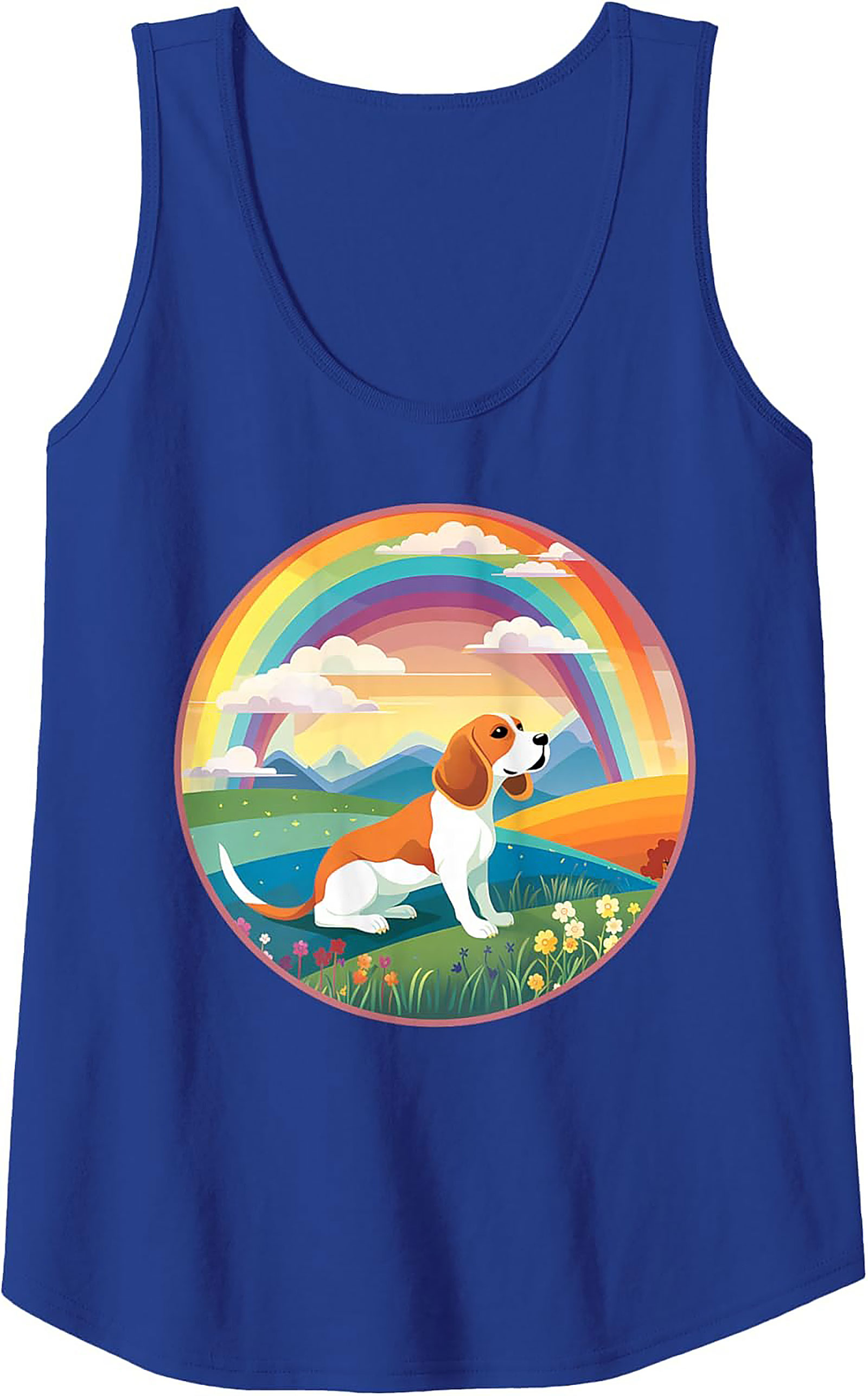 Beagle Dog Rainbow Graphic Tank Top: Vibrant Summer Sleeveless Shirt