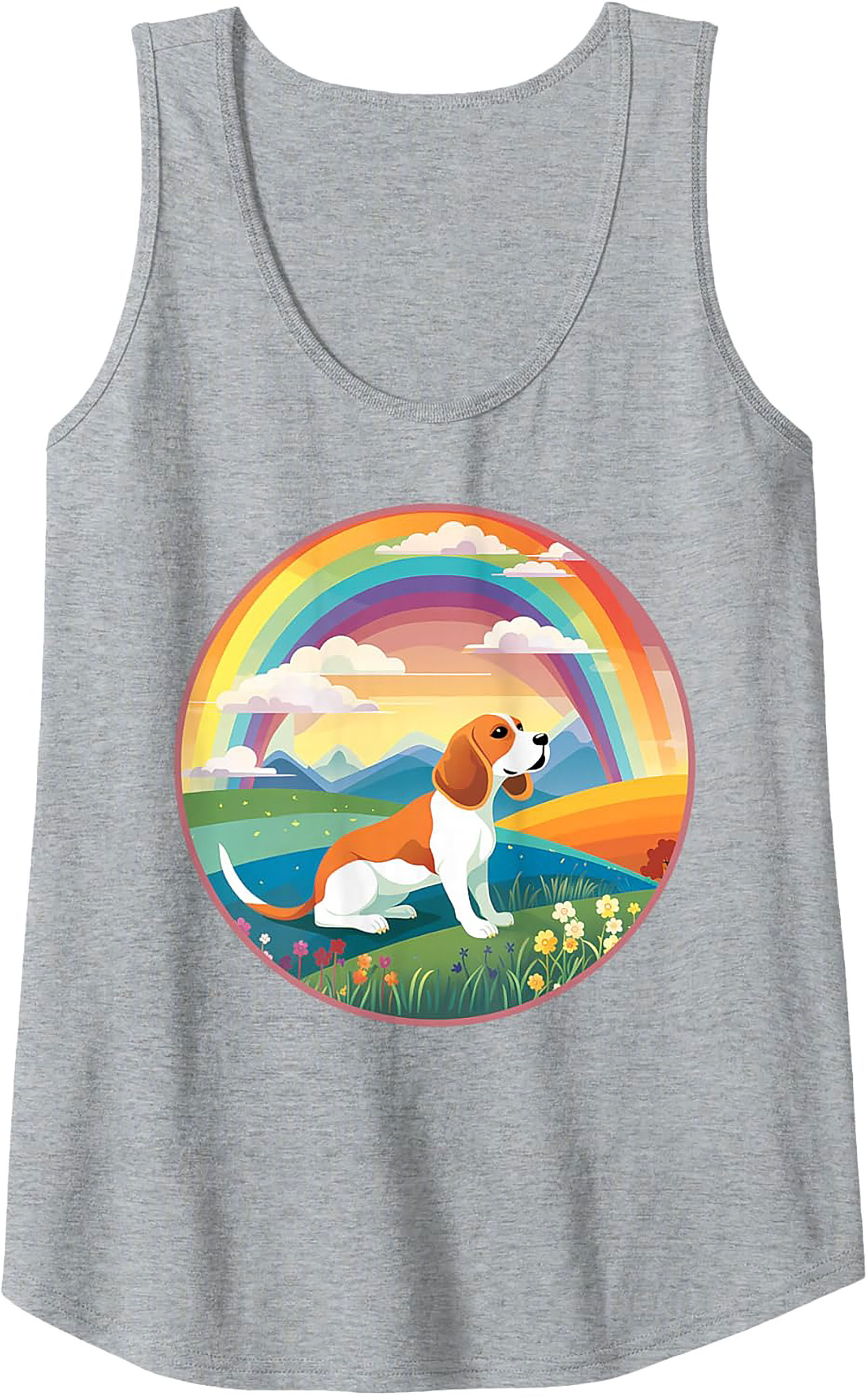 Beagle Dog Rainbow Graphic Tank Top: Vibrant Summer Sleeveless Shirt