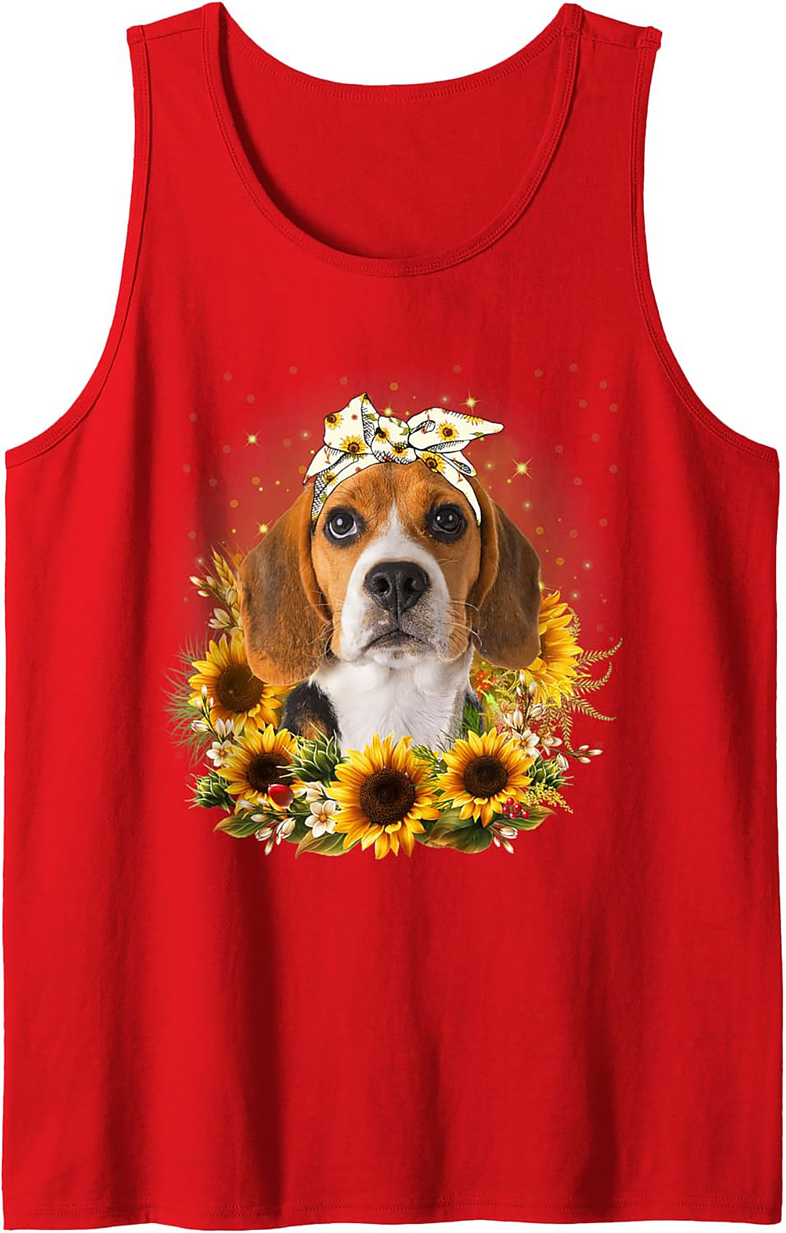  Beagle Sunflower Graphic Tank Top - Cute Dog Mom Summer Sleeveless Shirt