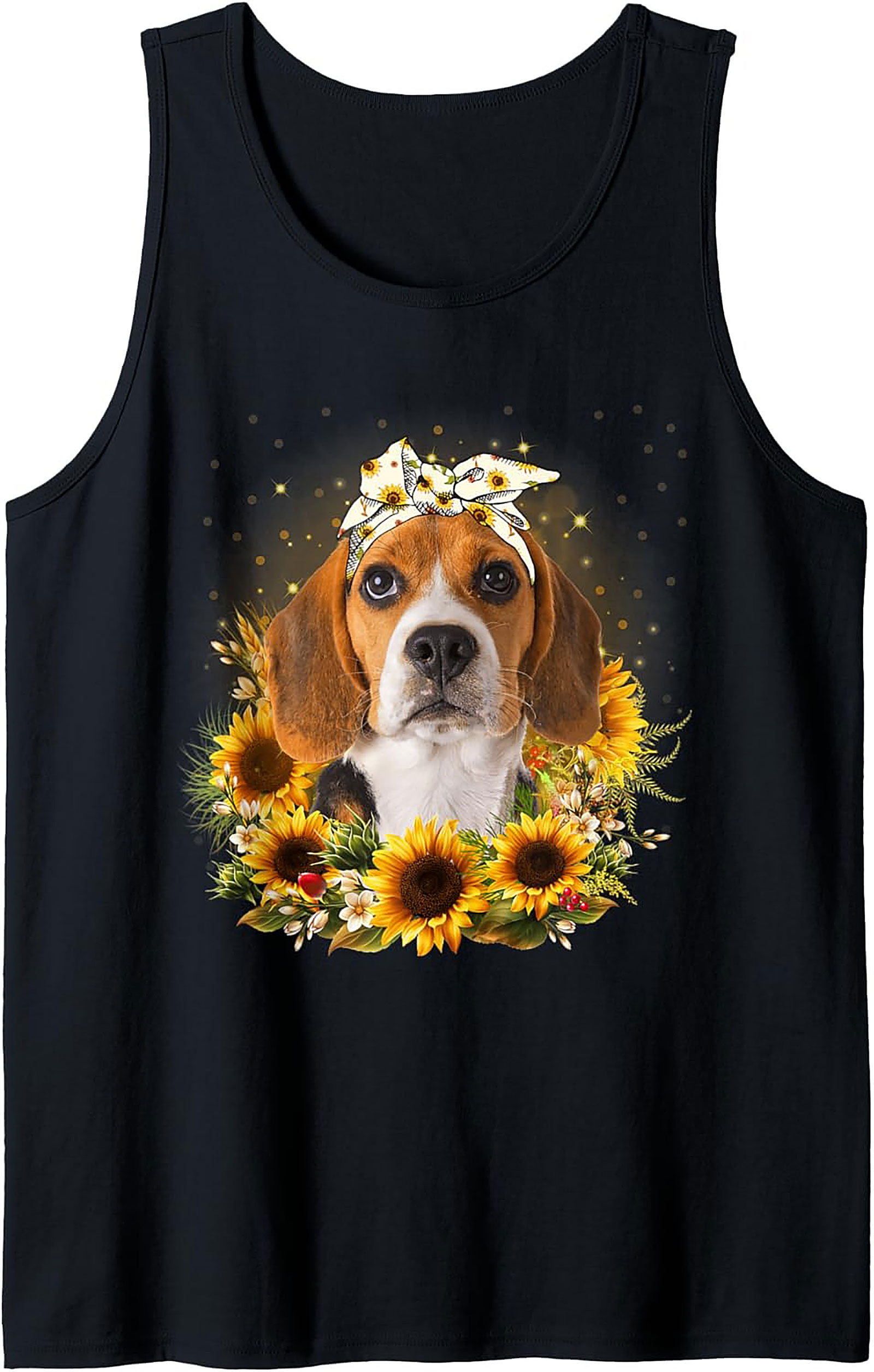  Beagle Sunflower Graphic Tank Top - Cute Dog Mom Summer Sleeveless Shirt