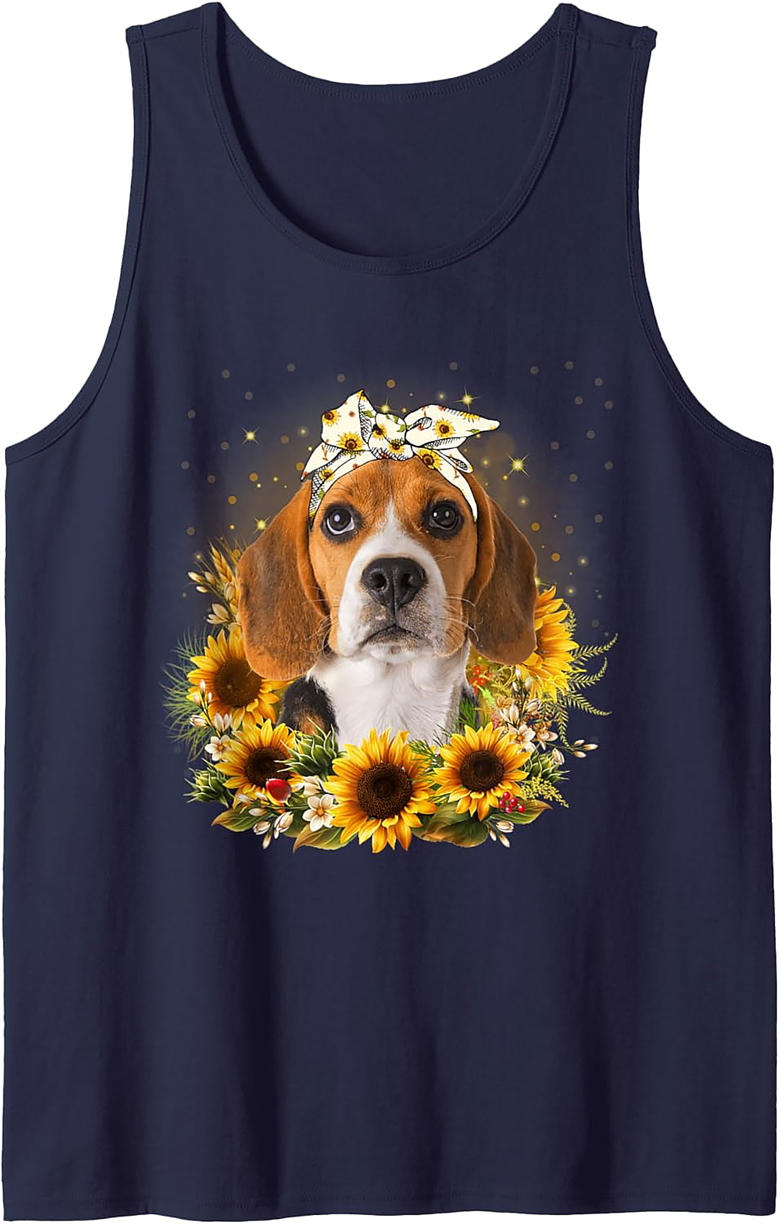  Beagle Sunflower Graphic Tank Top - Cute Dog Mom Summer Sleeveless Shirt