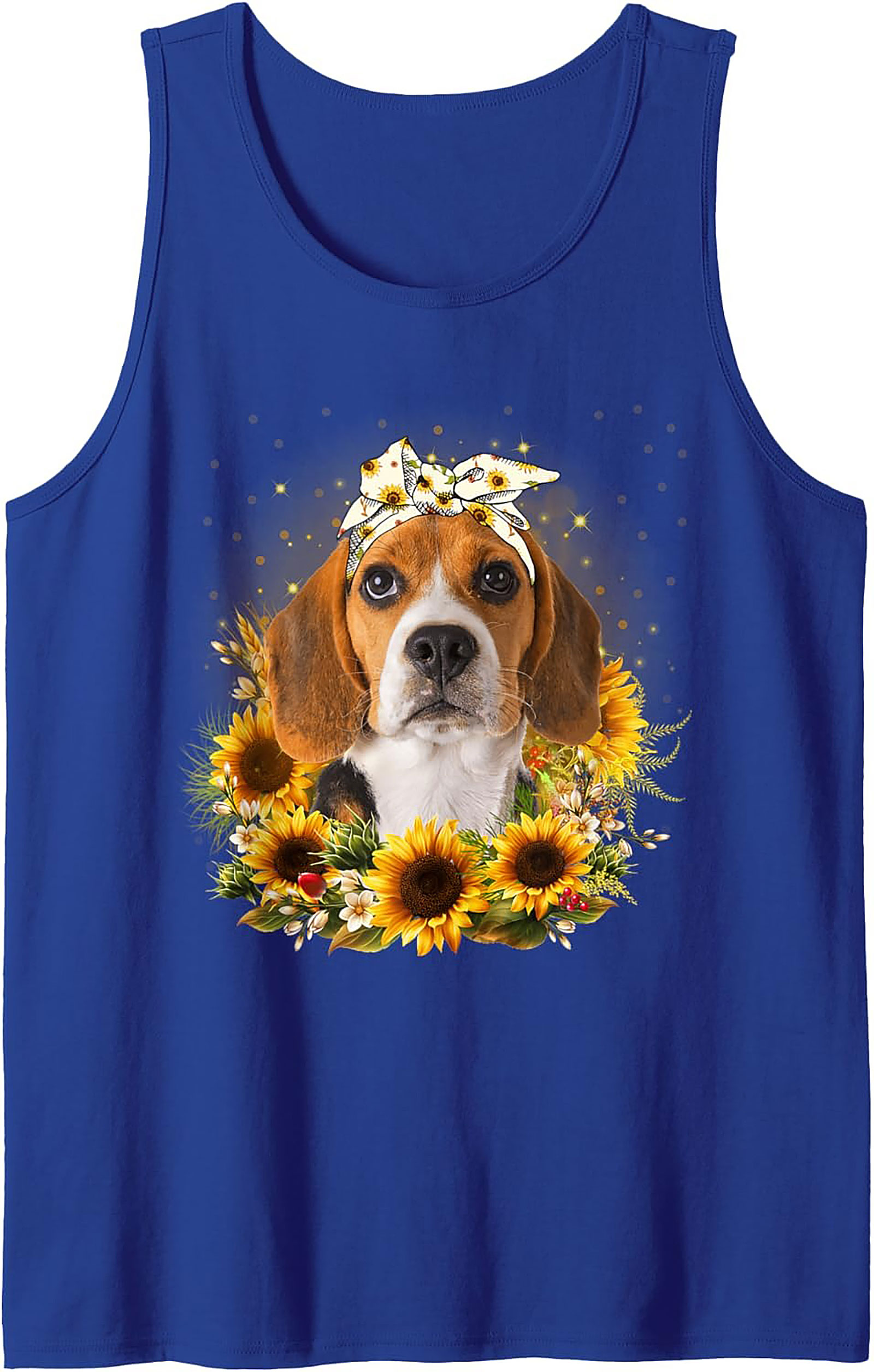  Beagle Sunflower Graphic Tank Top - Cute Dog Mom Summer Sleeveless Shirt