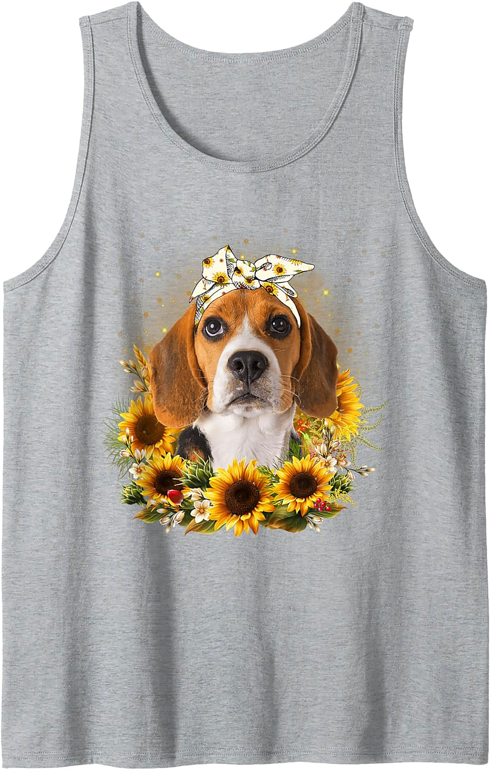  Beagle Sunflower Graphic Tank Top - Cute Dog Mom Summer Sleeveless Shirt