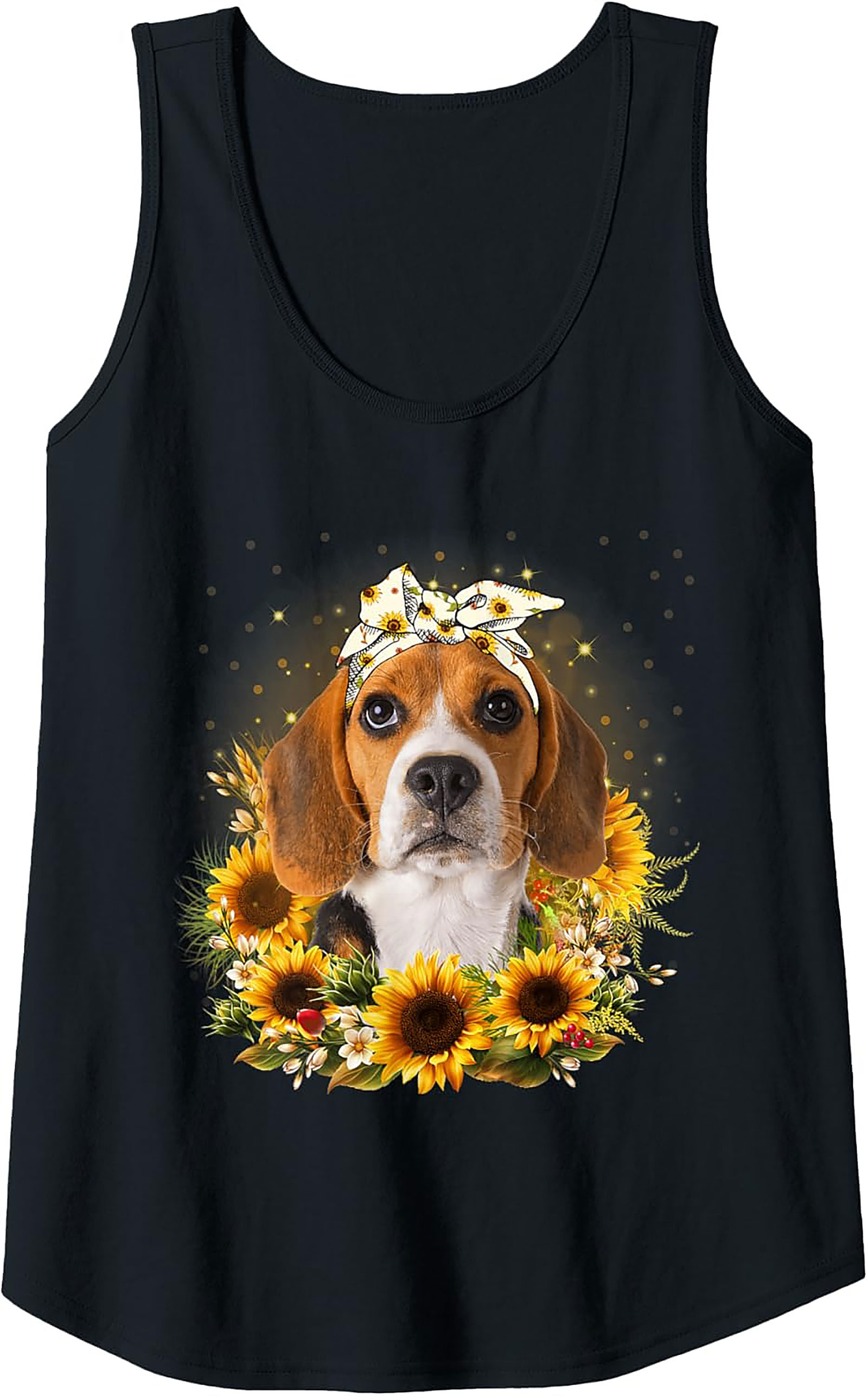  Beagle Sunflower Graphic Tank Top - Cute Dog Mom Summer Sleeveless Shirt