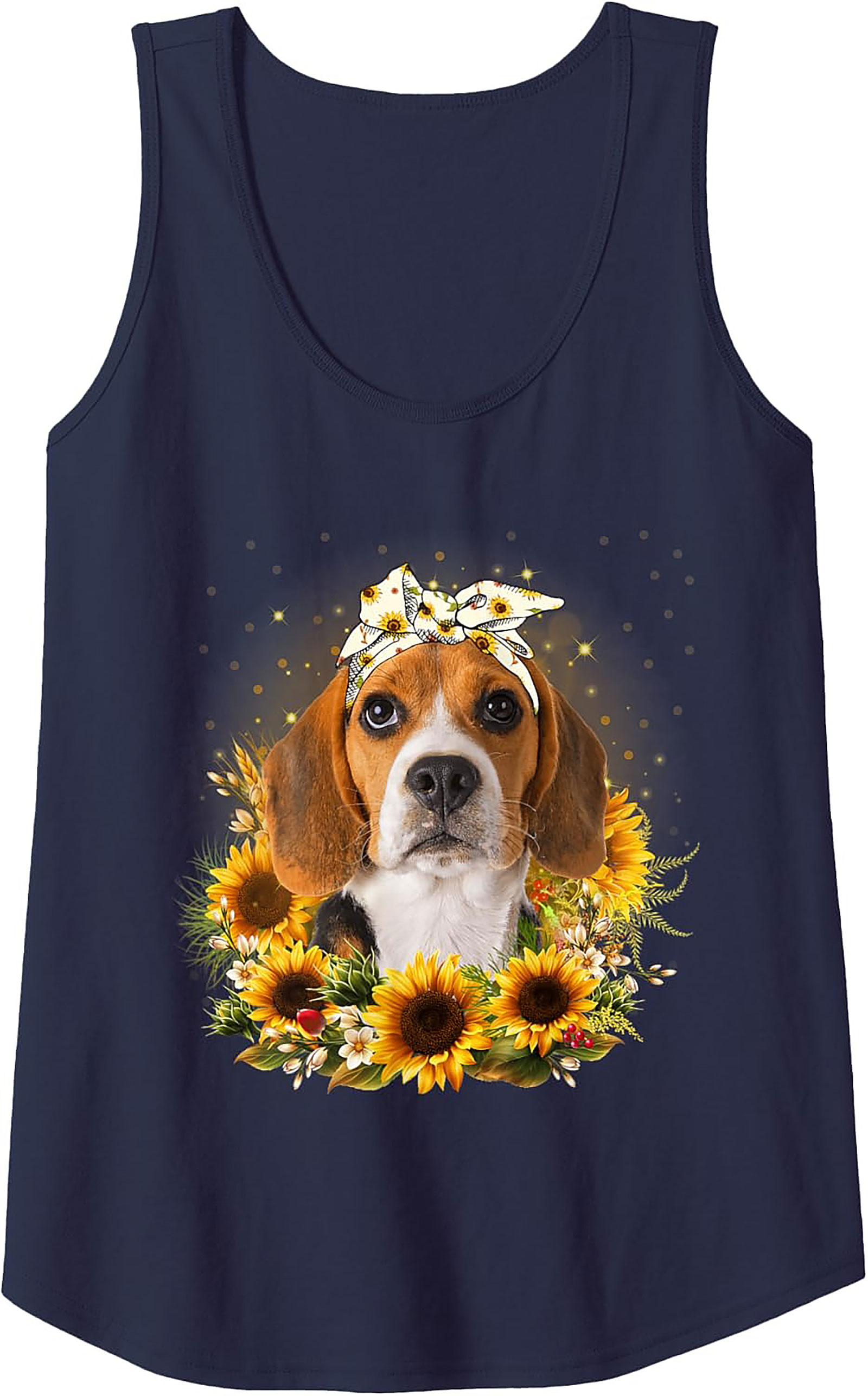  Beagle Sunflower Graphic Tank Top - Cute Dog Mom Summer Sleeveless Shirt