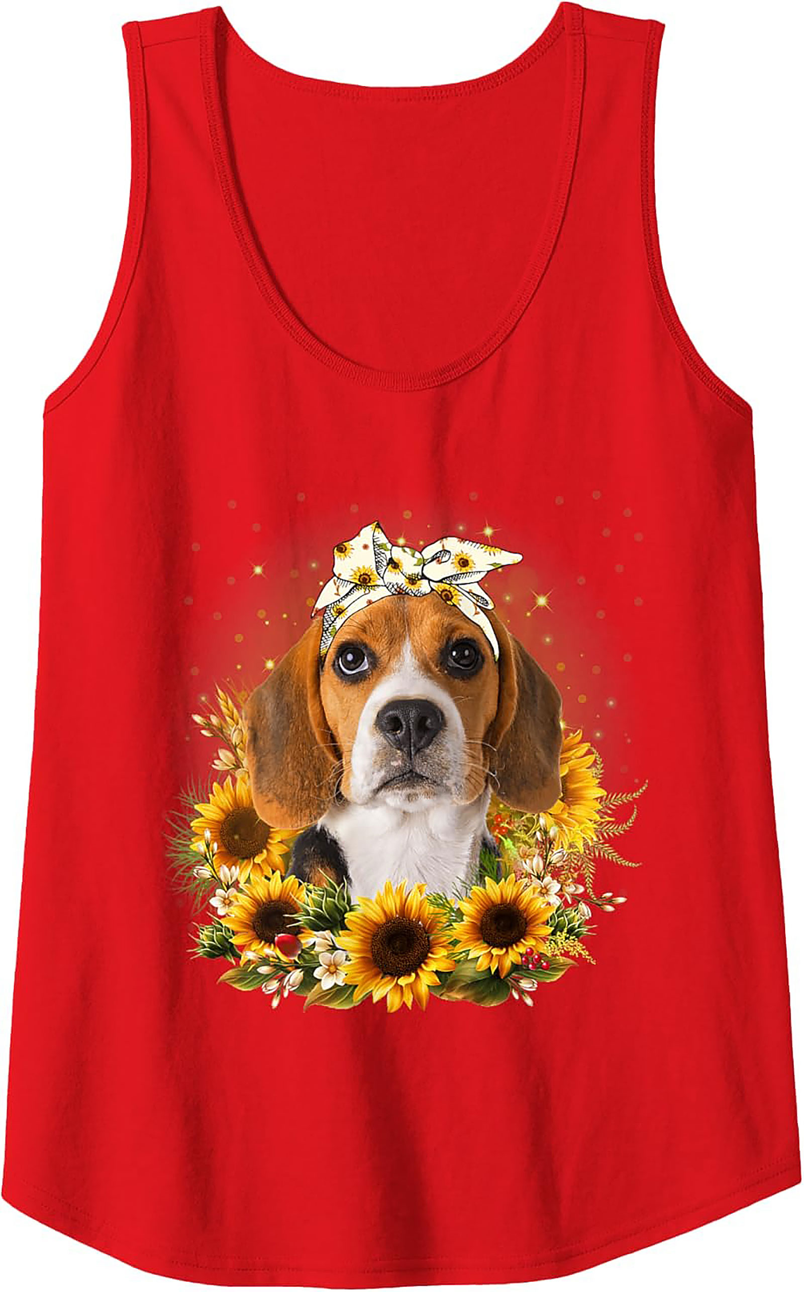  Beagle Sunflower Graphic Tank Top - Cute Dog Mom Summer Sleeveless Shirt