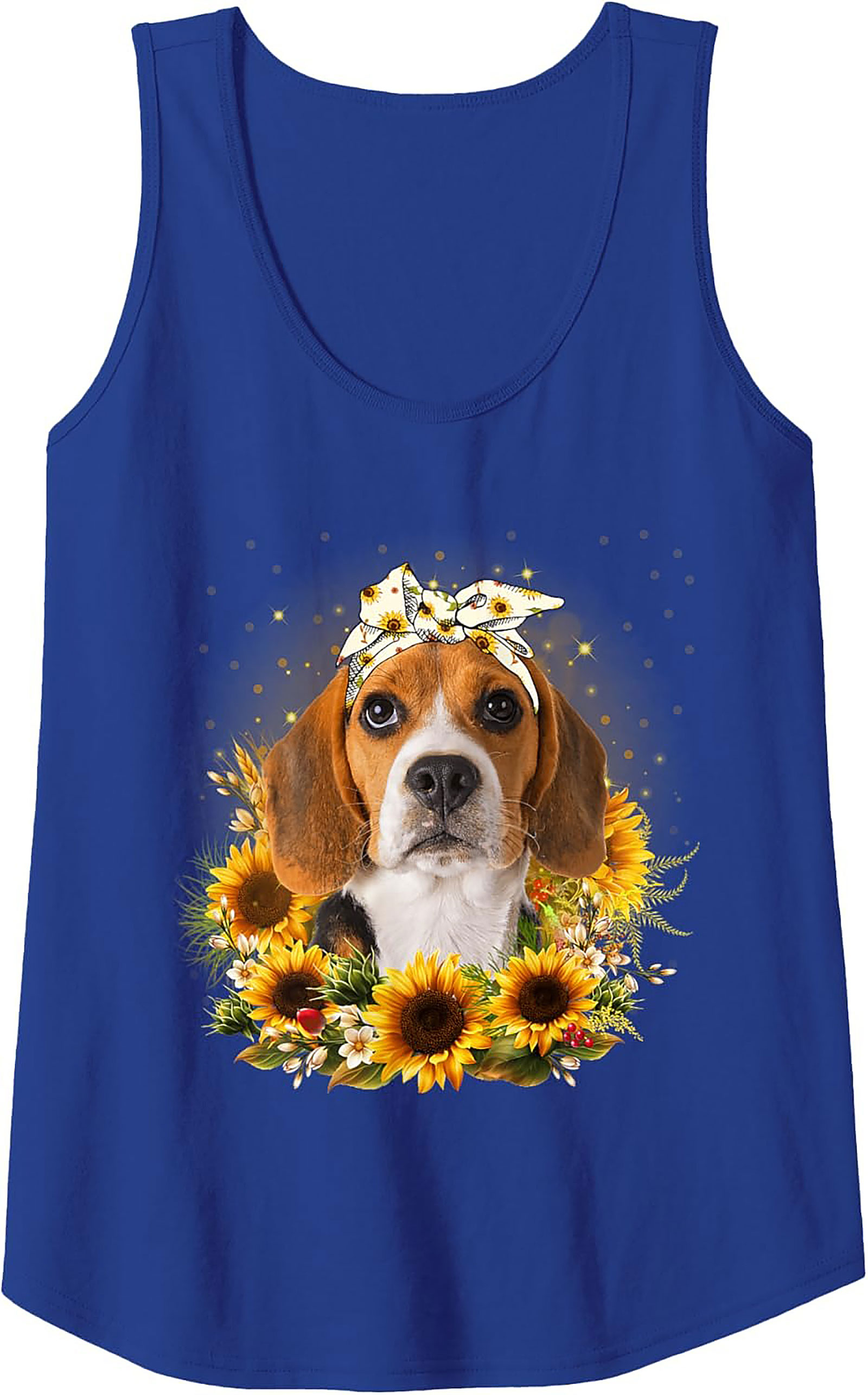  Beagle Sunflower Graphic Tank Top - Cute Dog Mom Summer Sleeveless Shirt