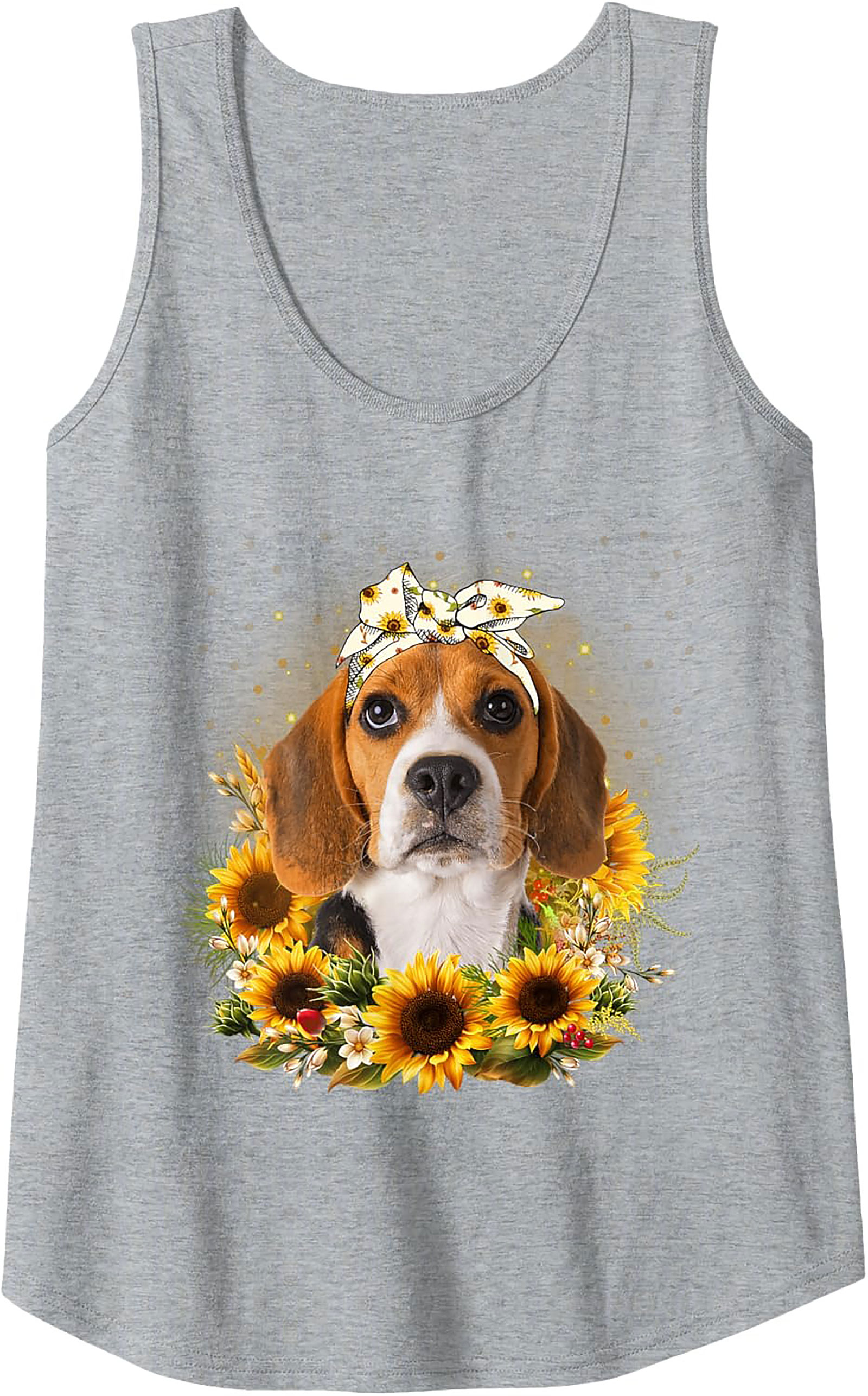  Beagle Sunflower Graphic Tank Top - Cute Dog Mom Summer Sleeveless Shirt