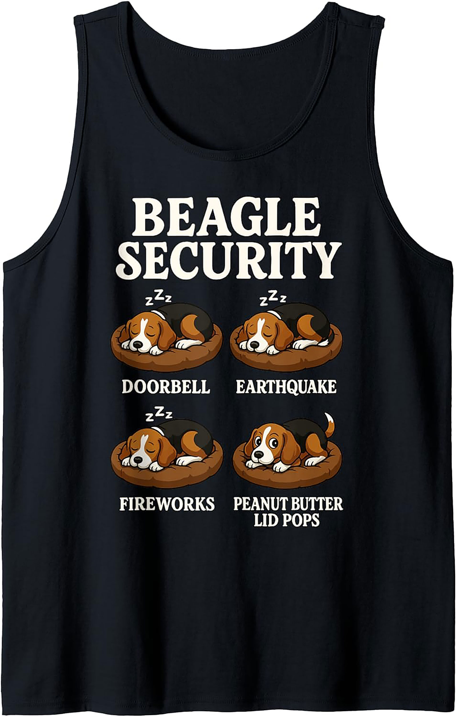 Beagle Security: Funny Peanut Butter Sleeveless Shirt | Beagle Graphic Tank Top
