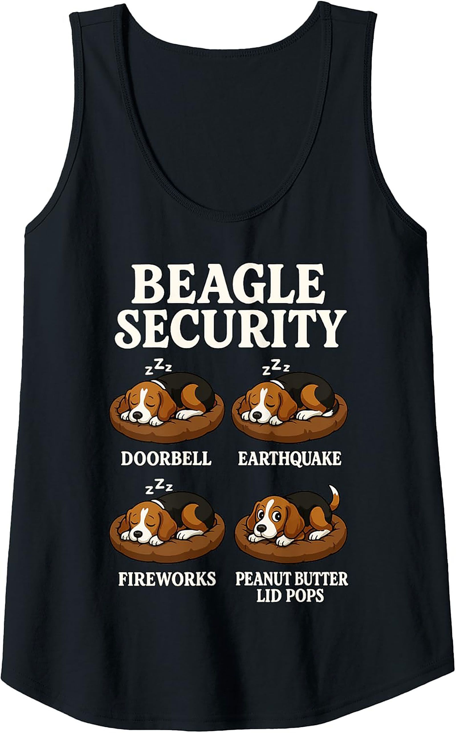 Beagle Security: Funny Peanut Butter Sleeveless Shirt | Beagle Graphic Tank Top