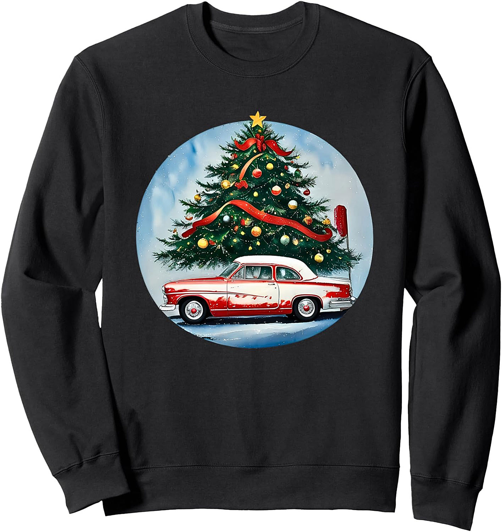 Vintage Christmas Car Crewneck Sweatshirt Cozy Retro Gift