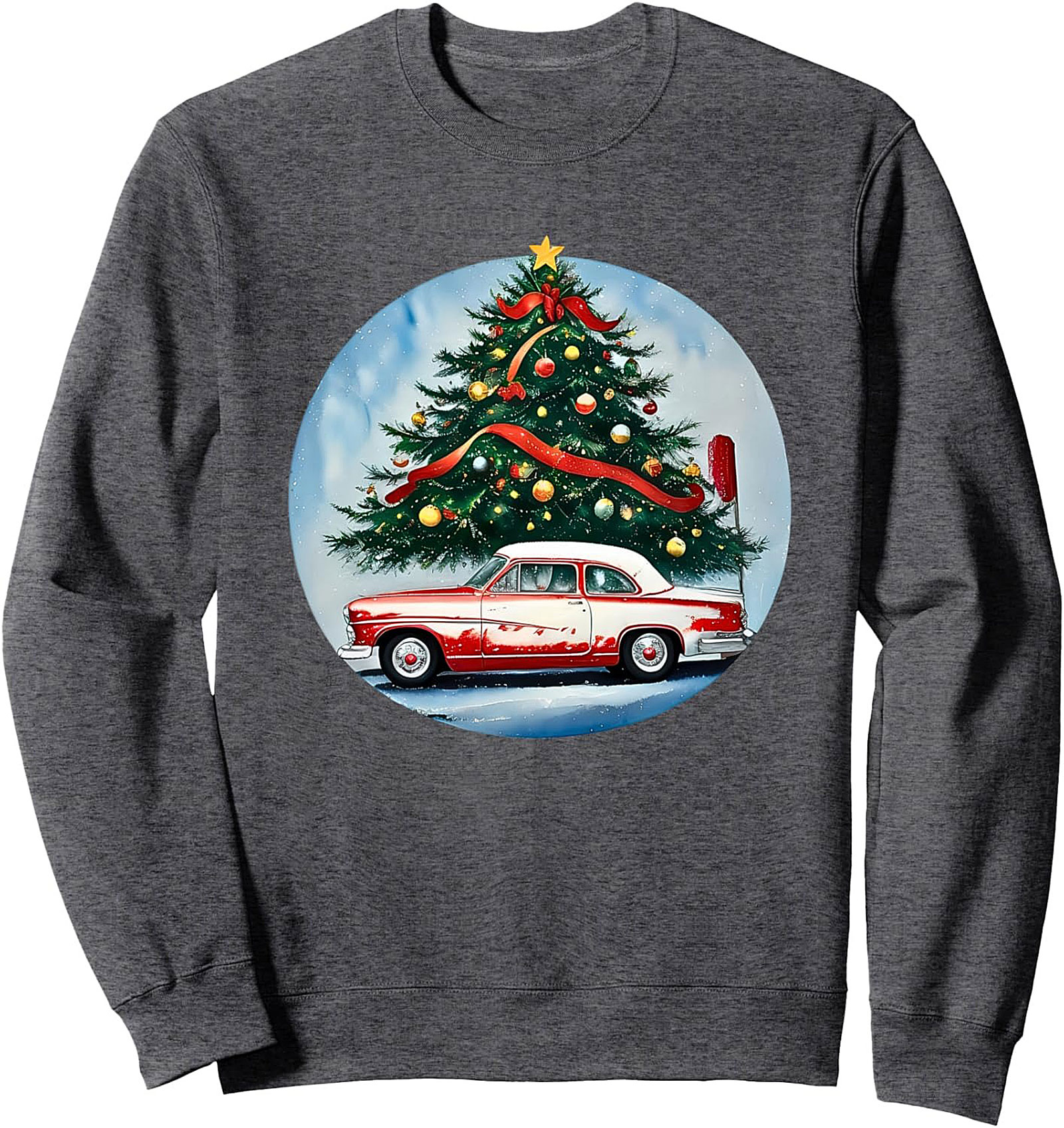 Vintage Christmas Car Crewneck Sweatshirt Cozy Retro Gift