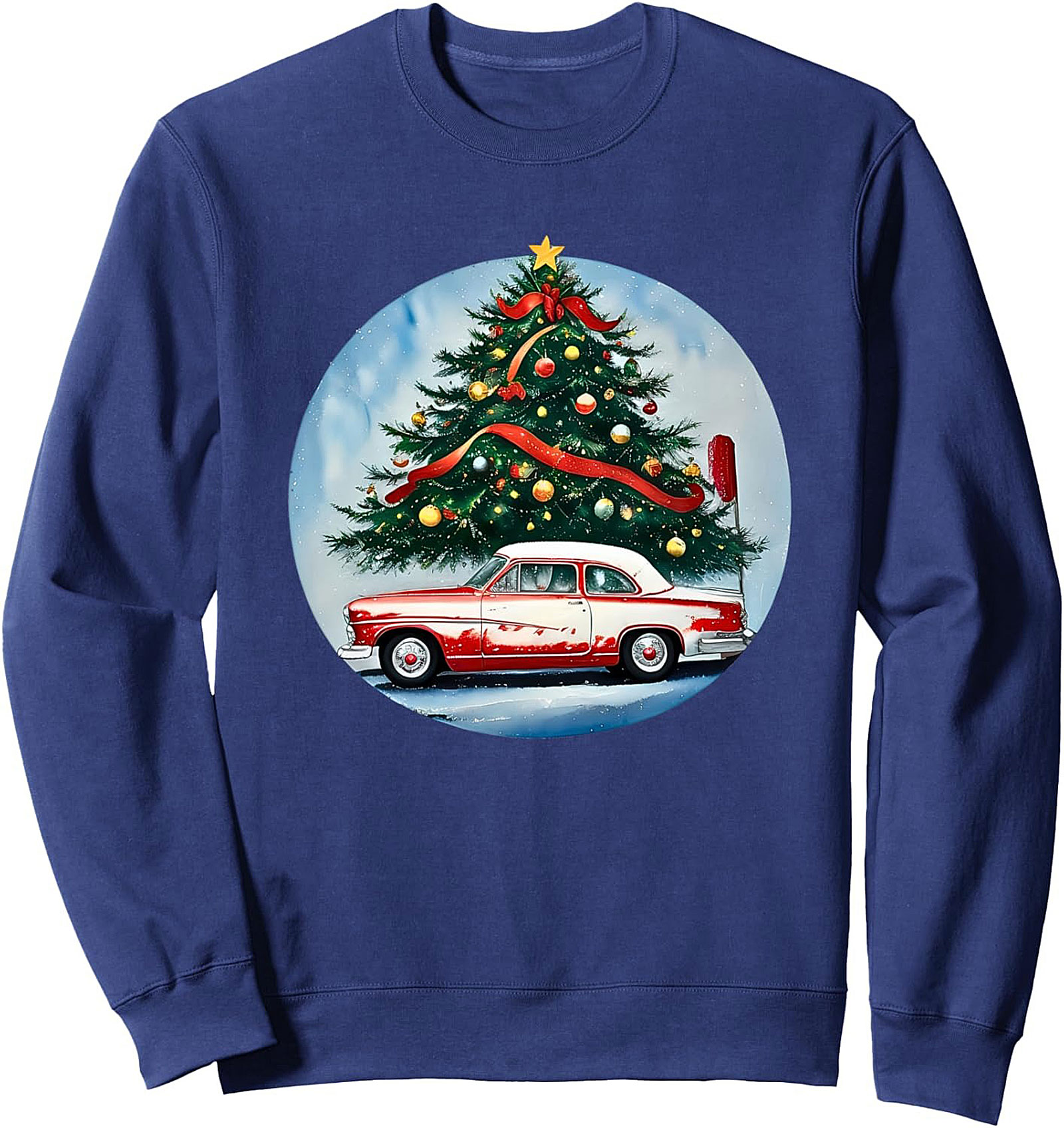 Vintage Christmas Car Crewneck Sweatshirt Cozy Retro Gift