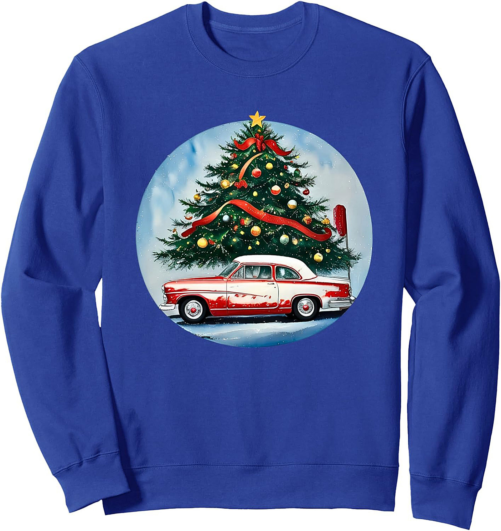 Vintage Christmas Car Crewneck Sweatshirt Cozy Retro Gift