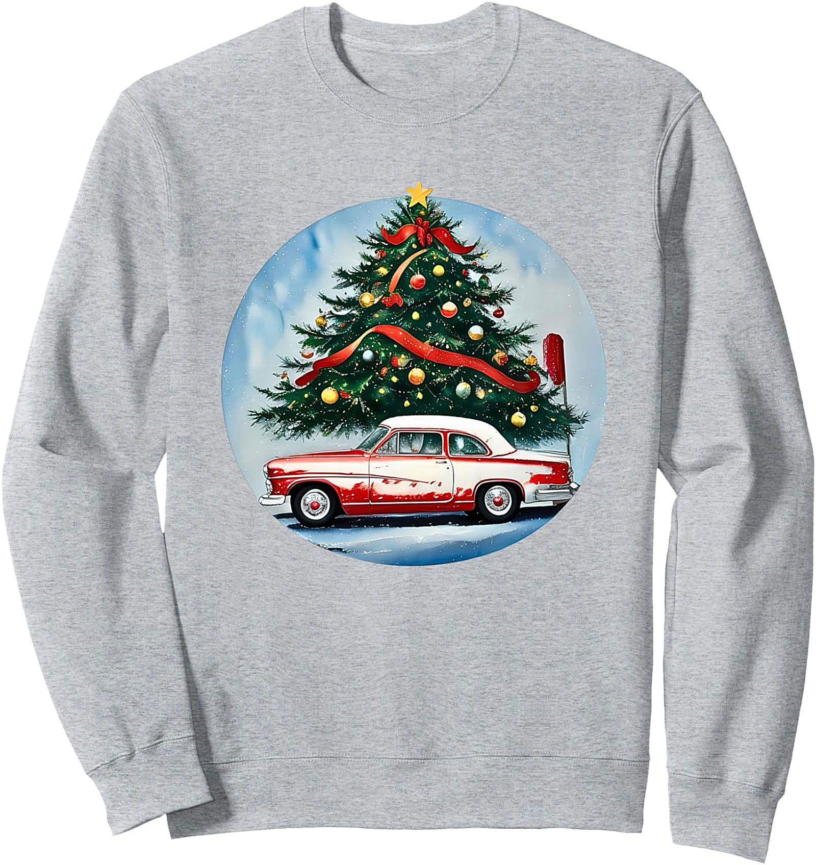 Vintage Christmas Car Crewneck Sweatshirt Cozy Retro Gift