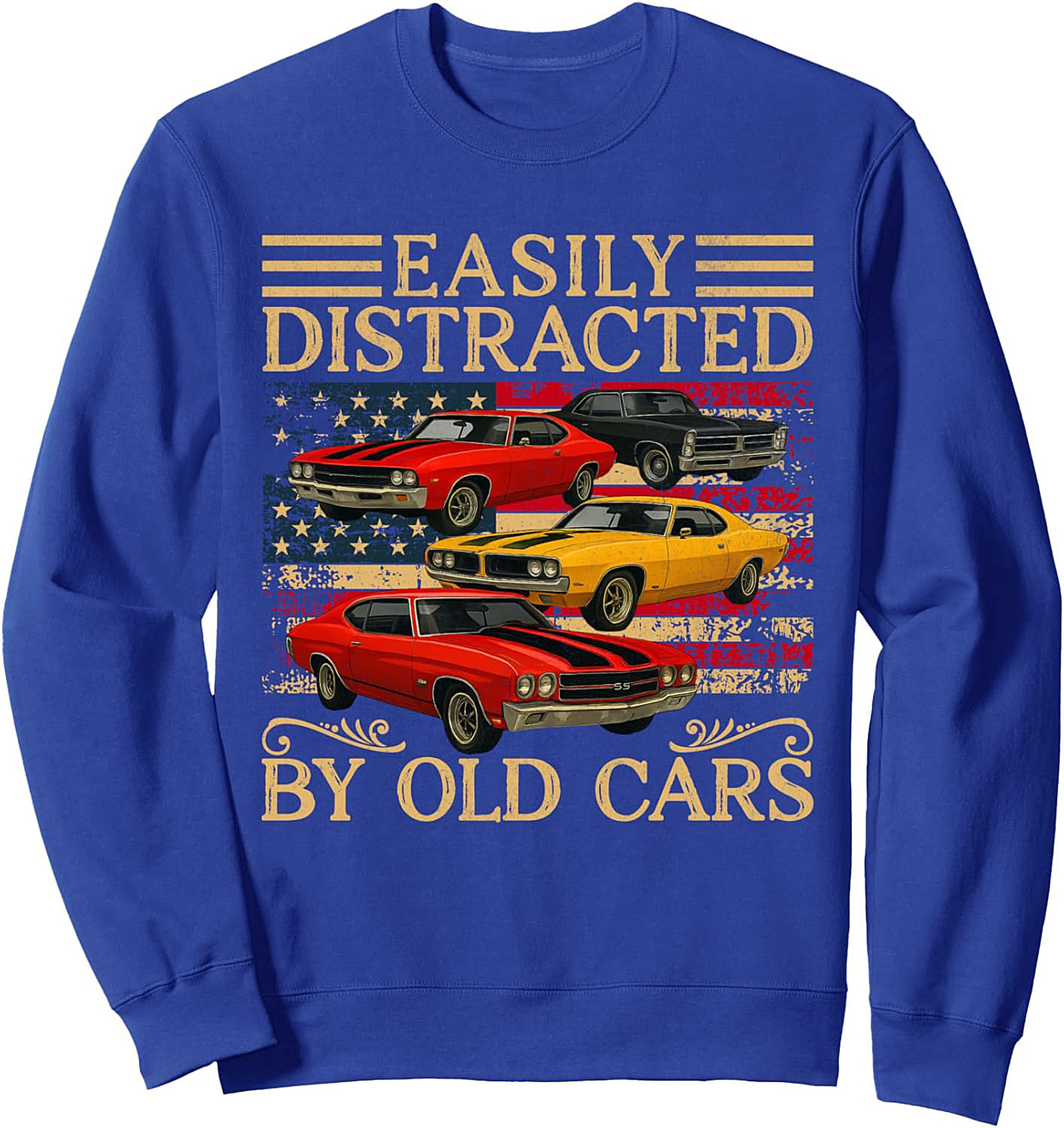 Easily Distracted By Old Cars Crewneck Sweatshirt Gift