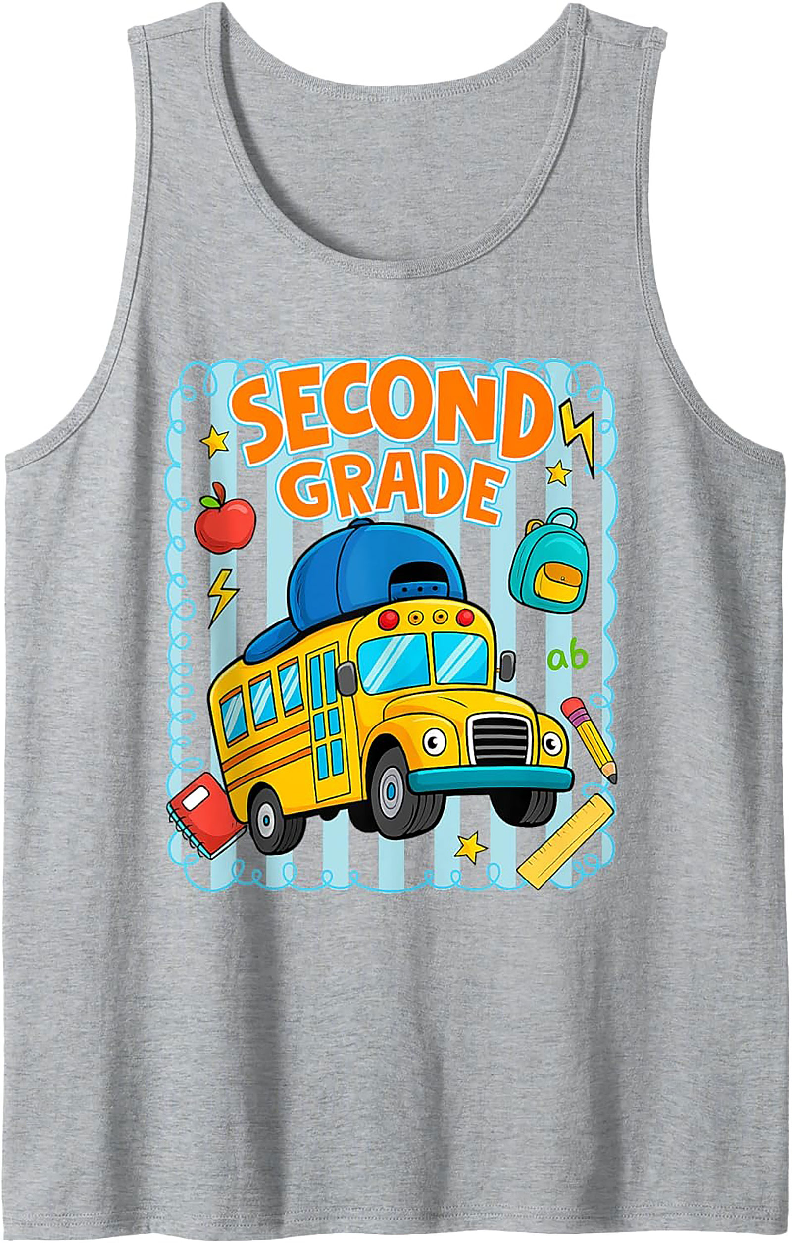 The Coolest Second Grade Tank Top: School Bus Back to School Graphic Tank Top