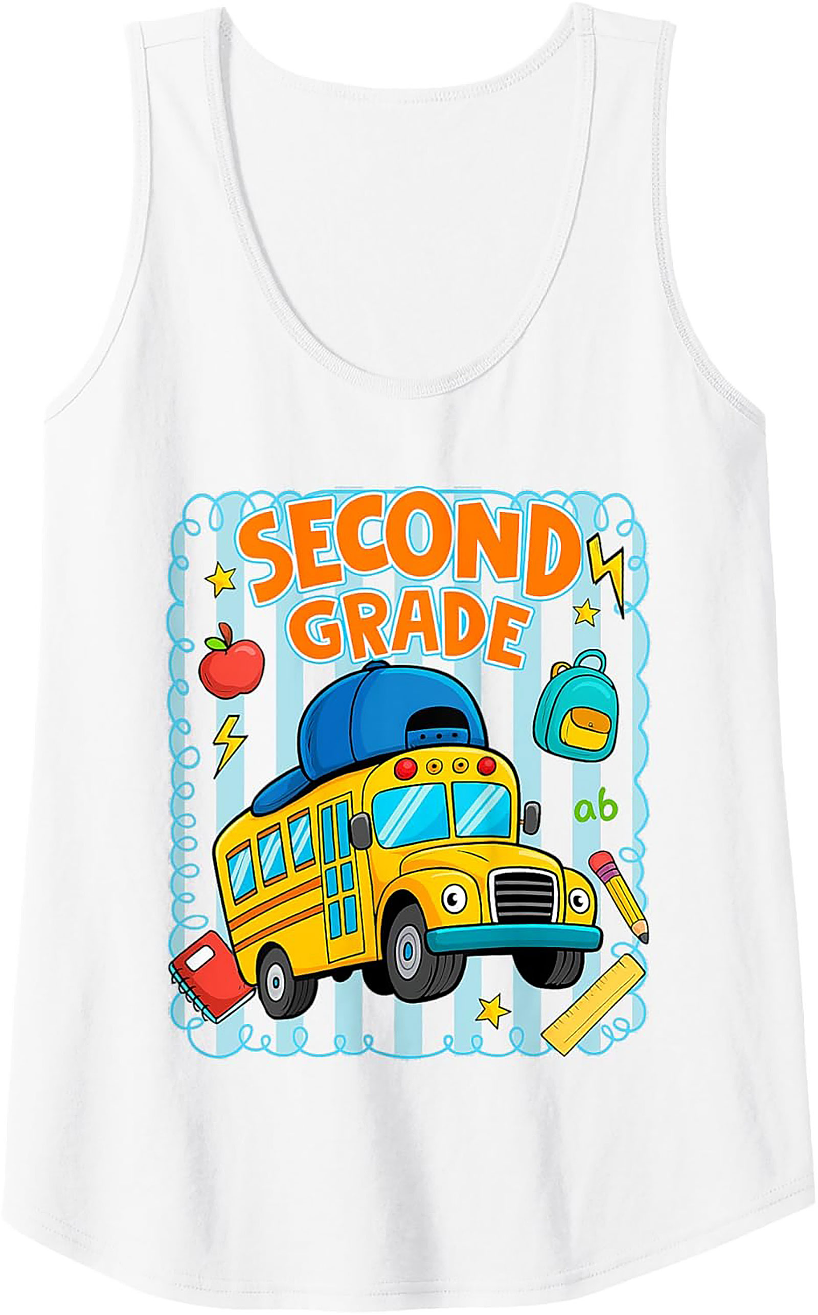 The Coolest Second Grade Tank Top: School Bus Back to School Graphic Tank Top