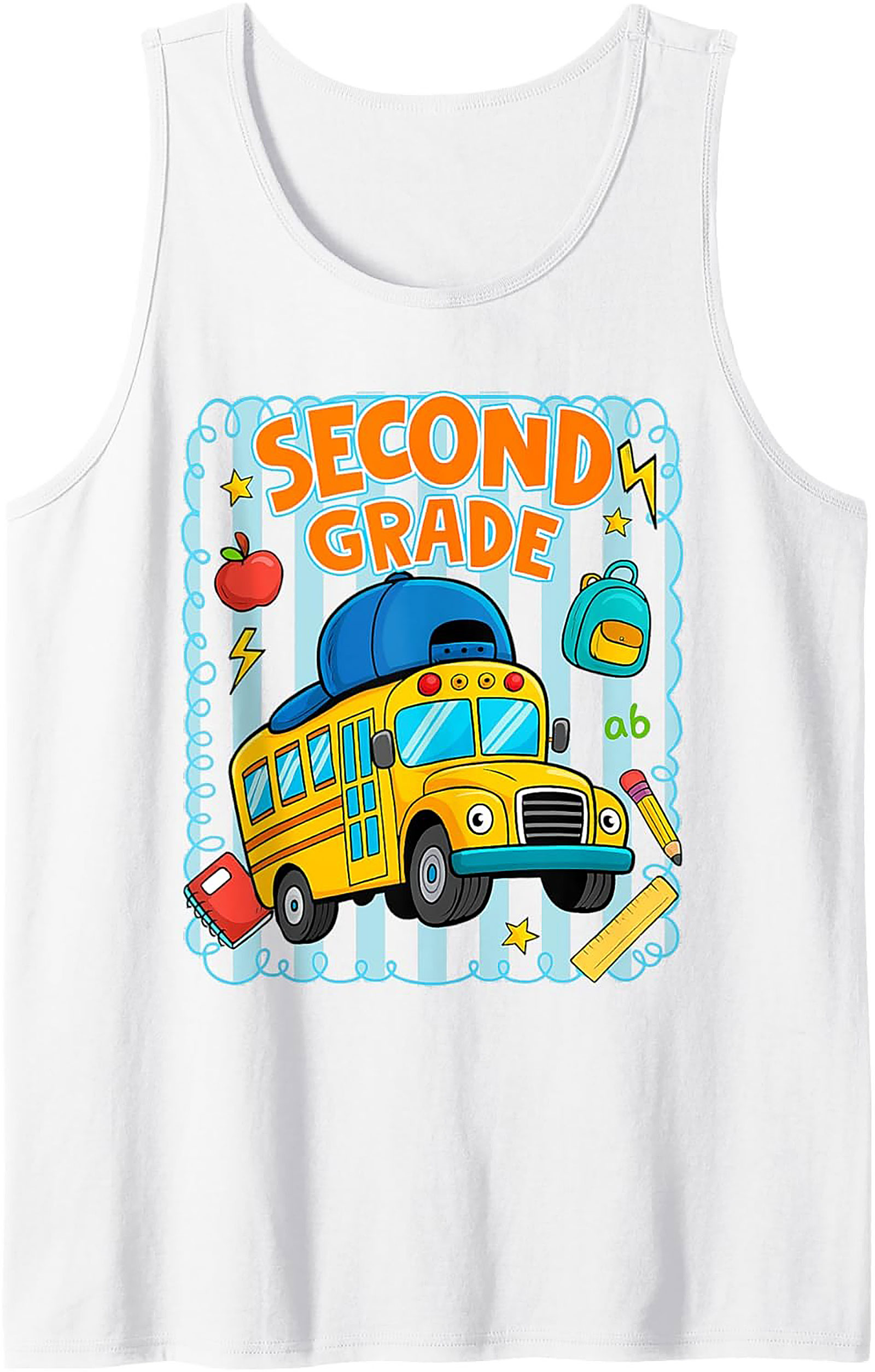 The Coolest Second Grade Tank Top: School Bus Back to School Graphic Tank Top