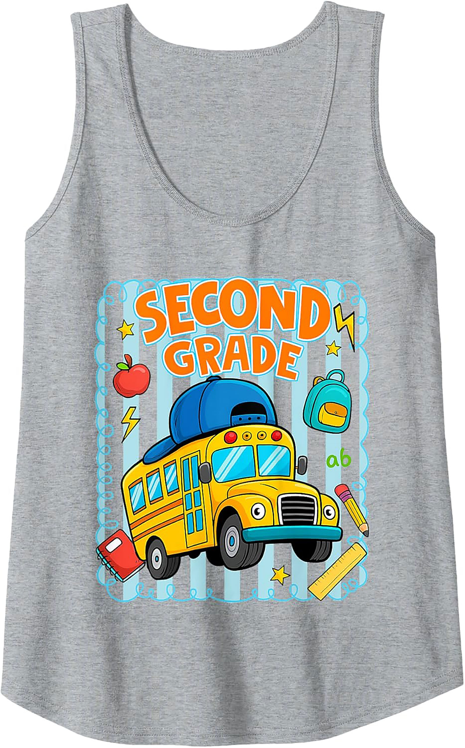 The Coolest Second Grade Tank Top: School Bus Back to School Graphic Tank Top