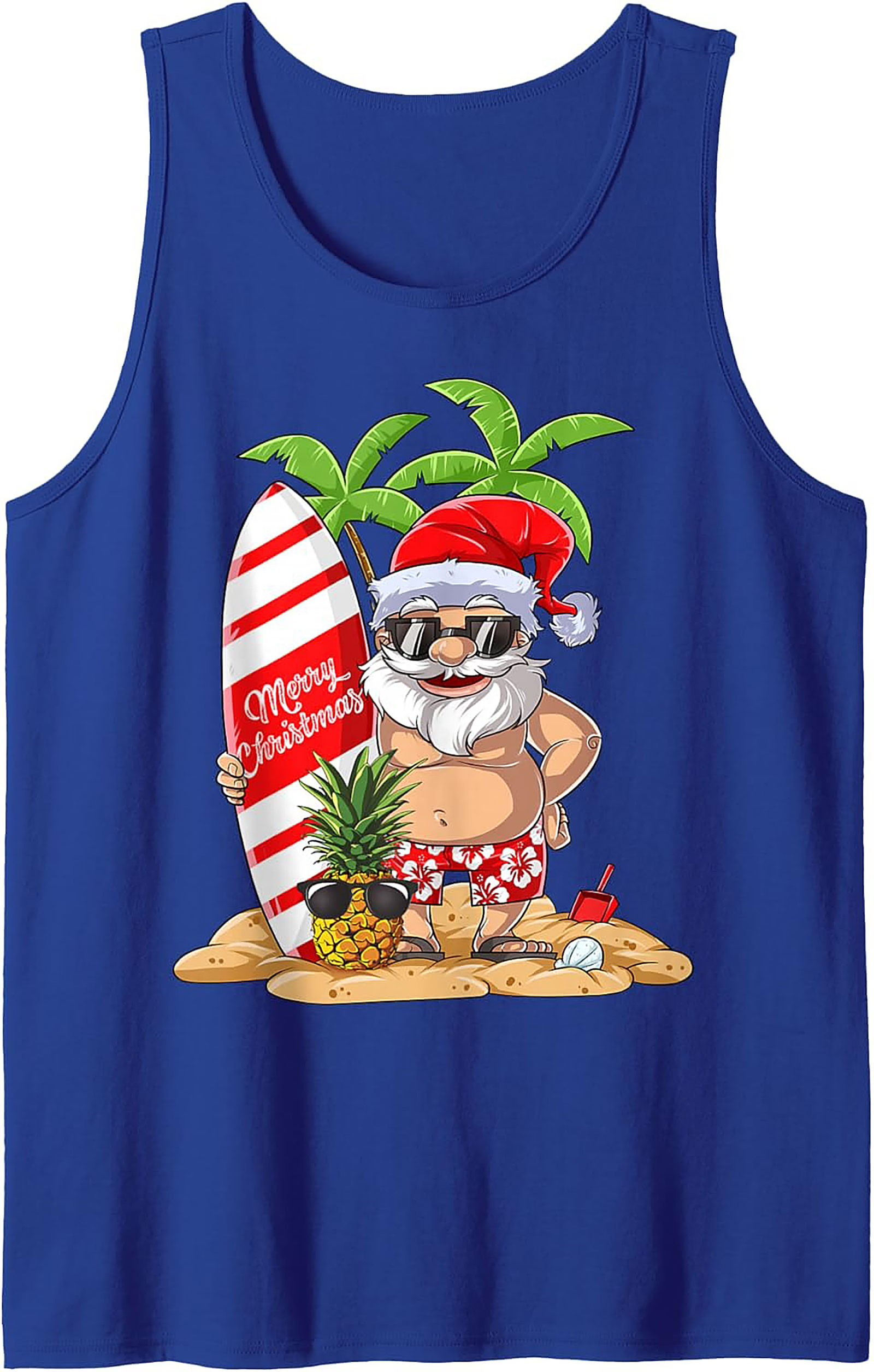 Tropical Santa Tank Top Funny Beach Christmas Graphic