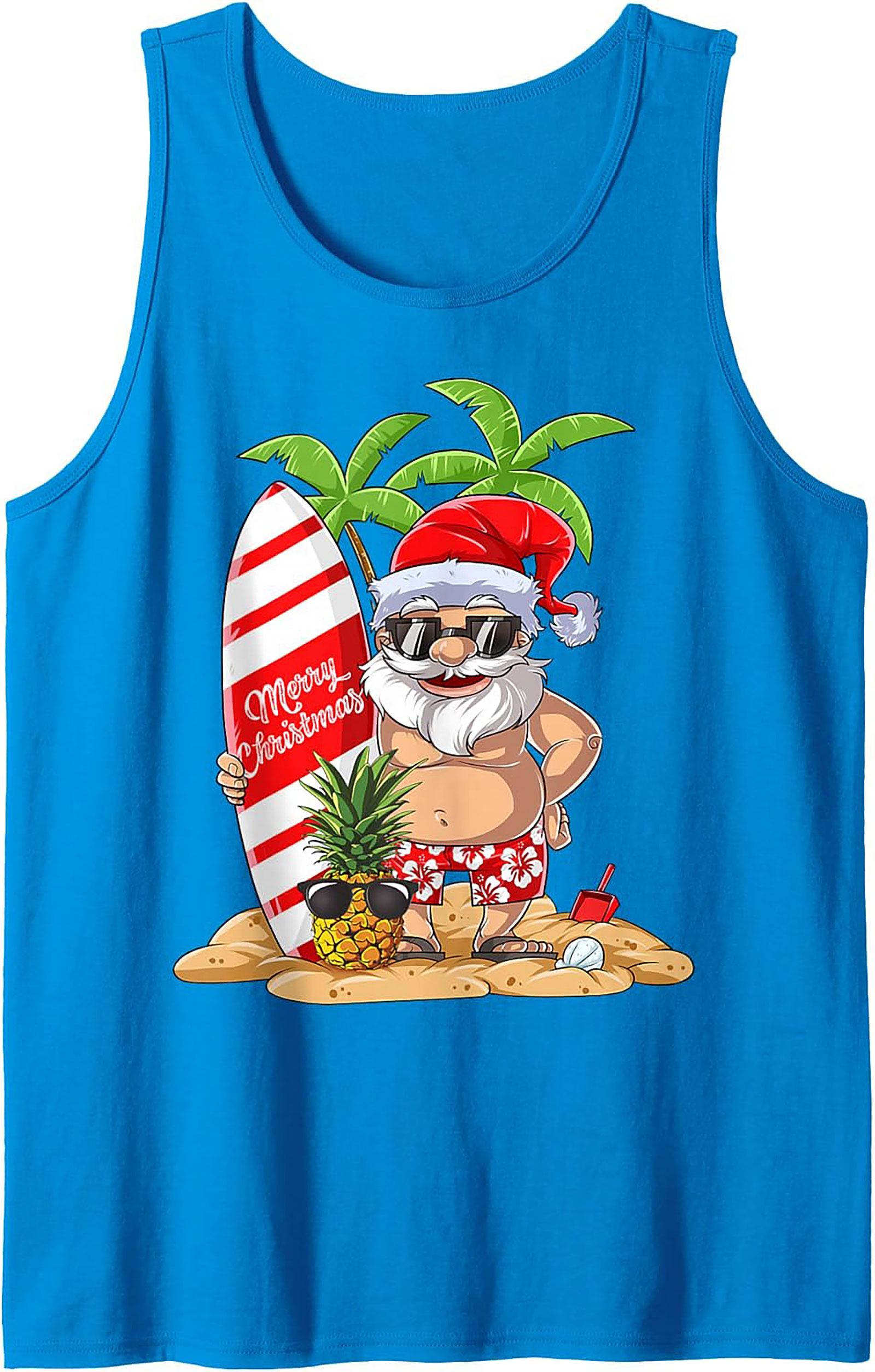 Tropical Santa Tank Top Funny Beach Christmas Graphic