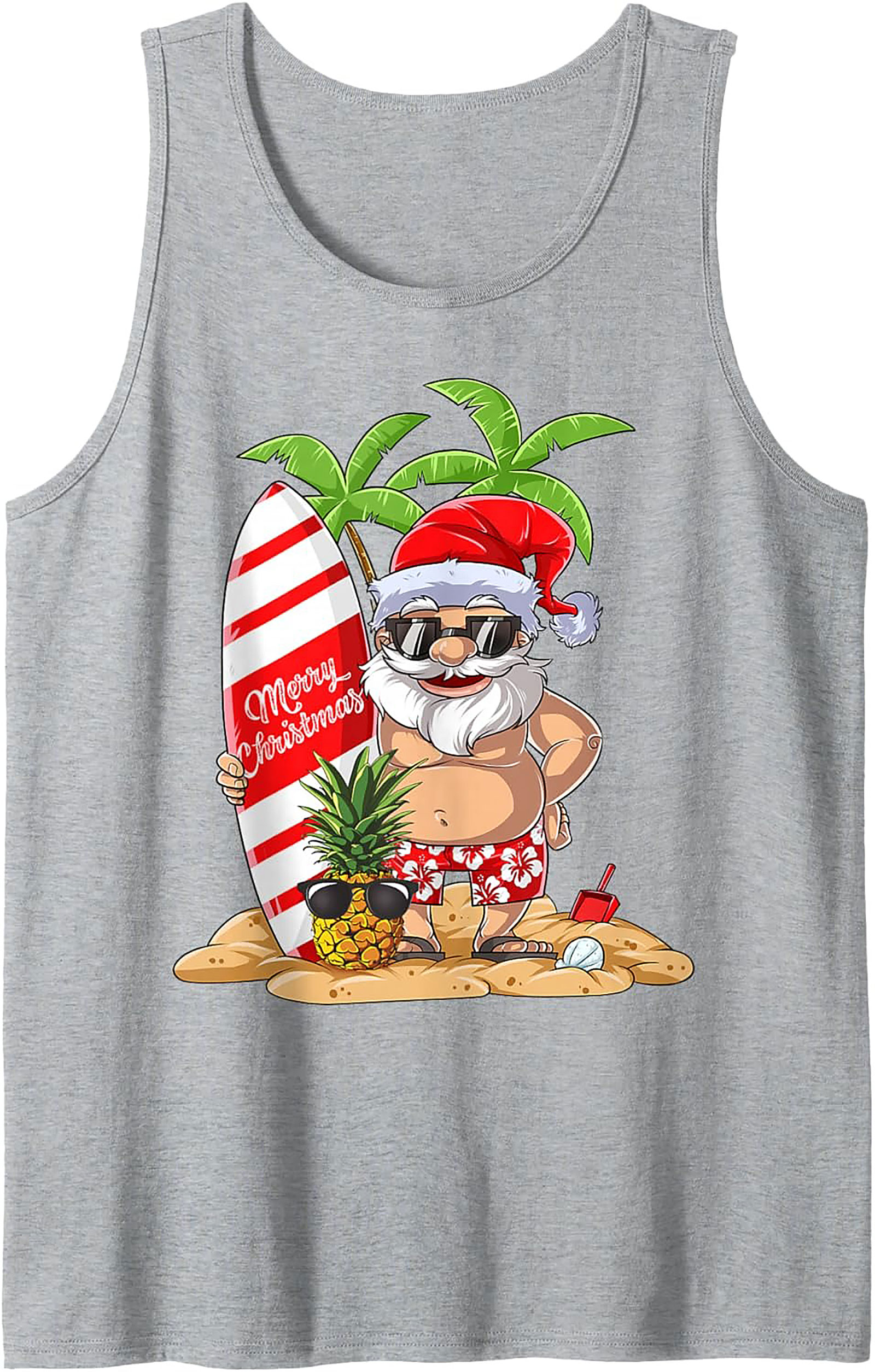 Tropical Santa Tank Top Funny Beach Christmas Graphic