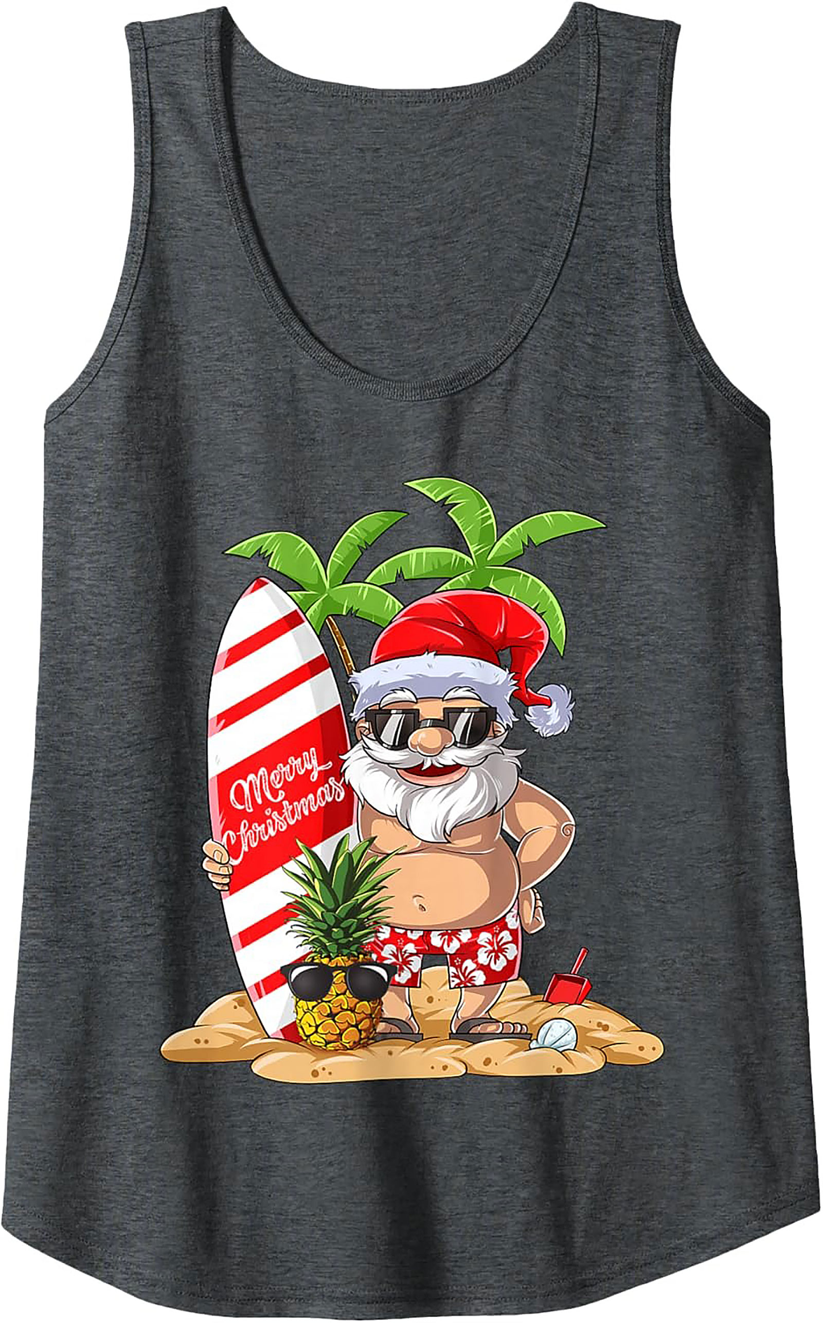 Tropical Santa Tank Top Funny Beach Christmas Graphic