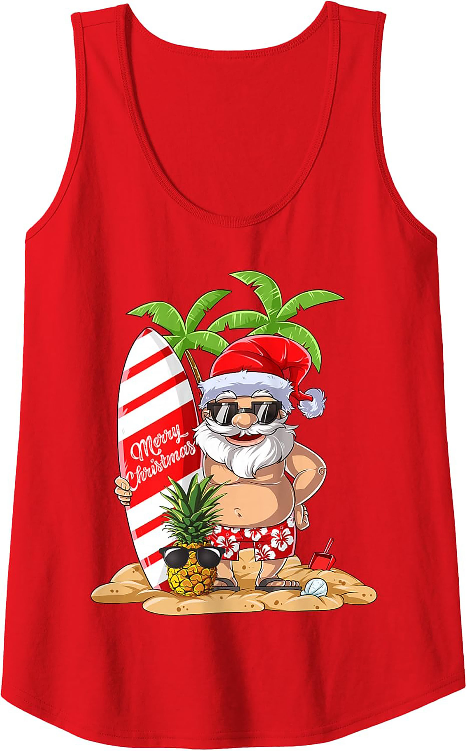 Tropical Santa Tank Top Funny Beach Christmas Graphic