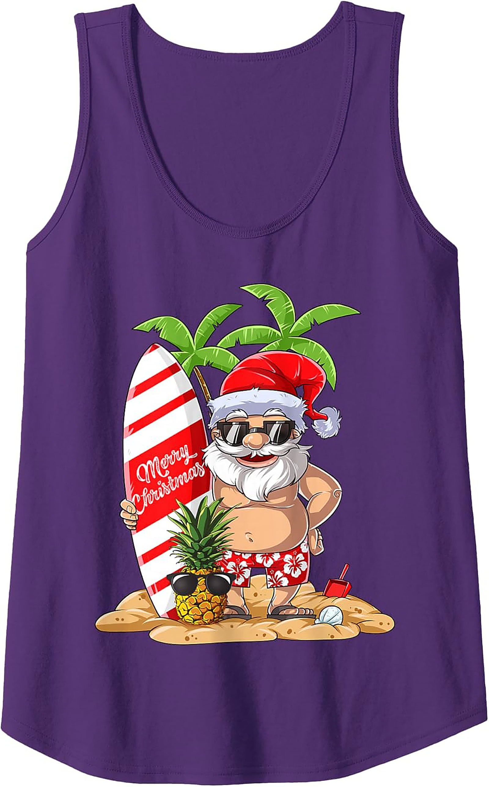 Tropical Santa Tank Top Funny Beach Christmas Graphic