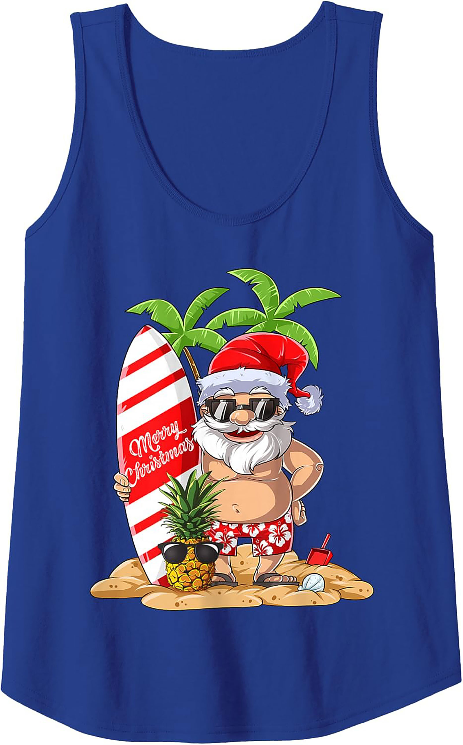 Tropical Santa Tank Top Funny Beach Christmas Graphic