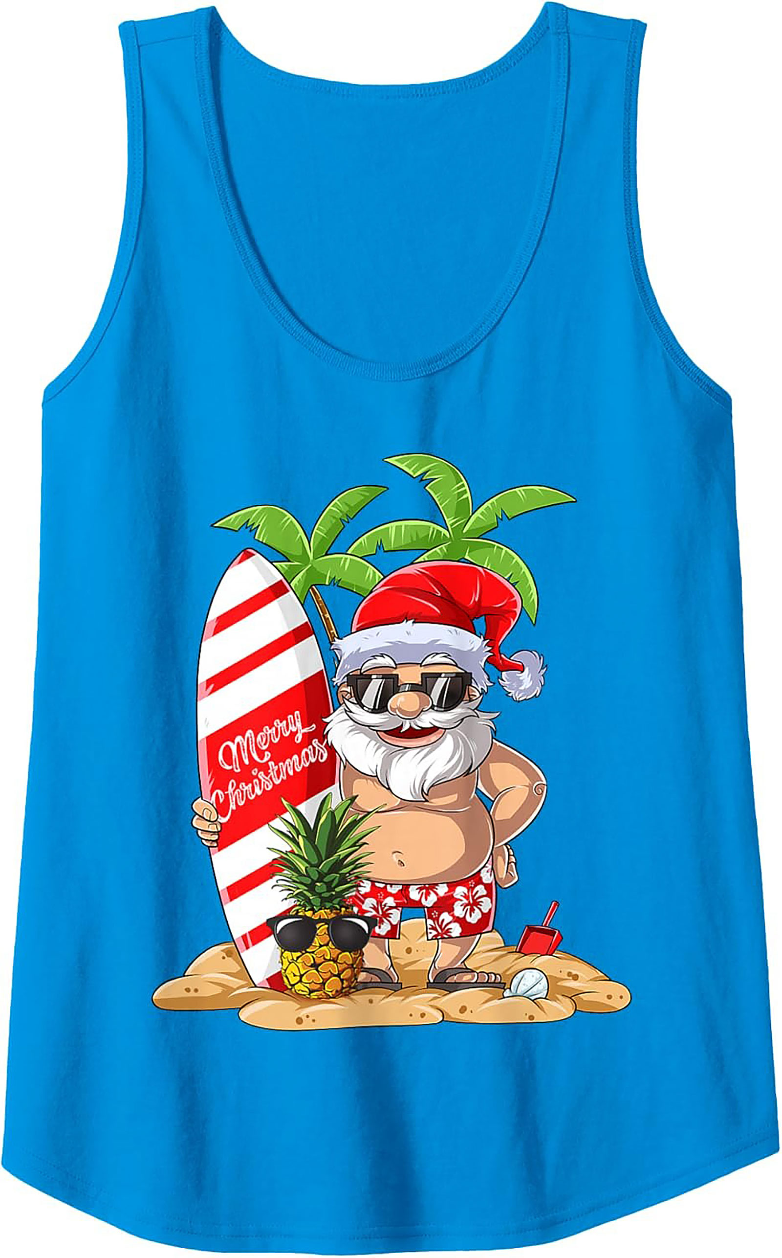 Tropical Santa Tank Top Funny Beach Christmas Graphic