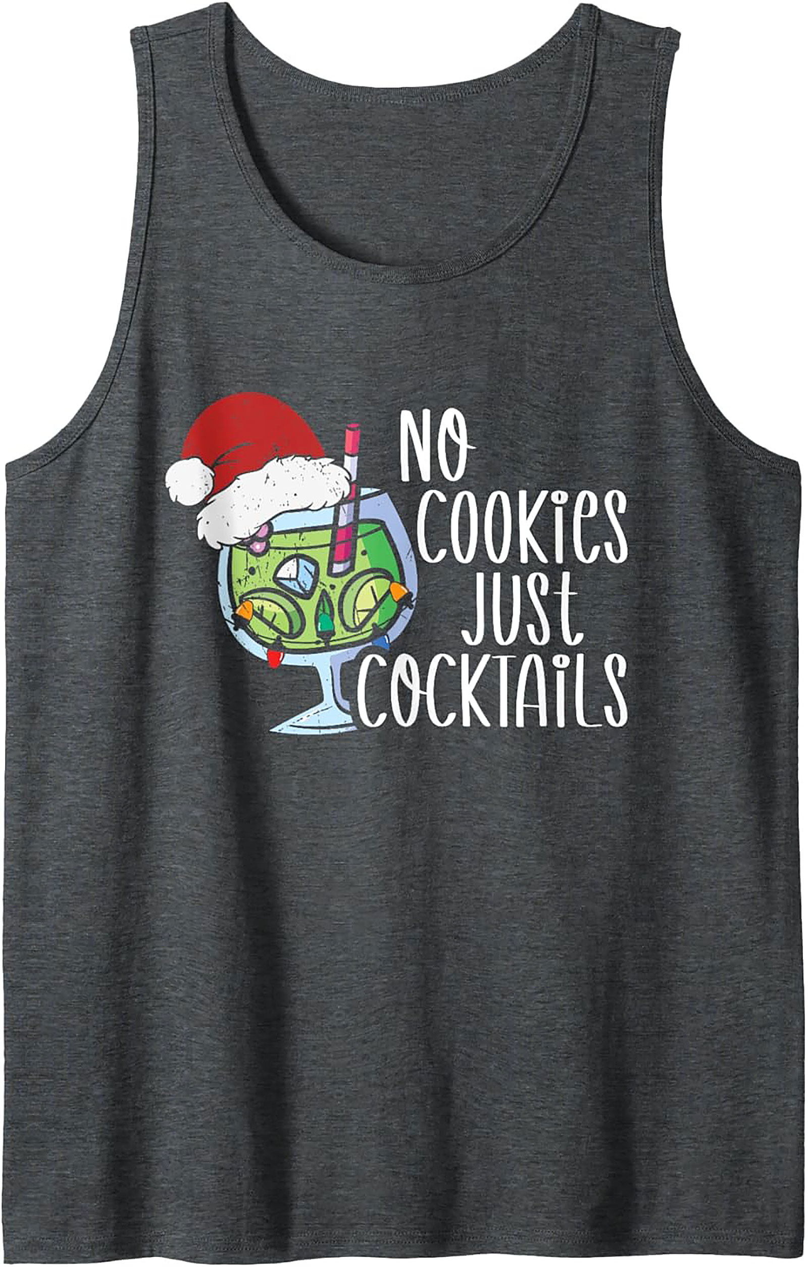 No Cookies Just Cocktails Graphic Tank Funny Christmas Shirt