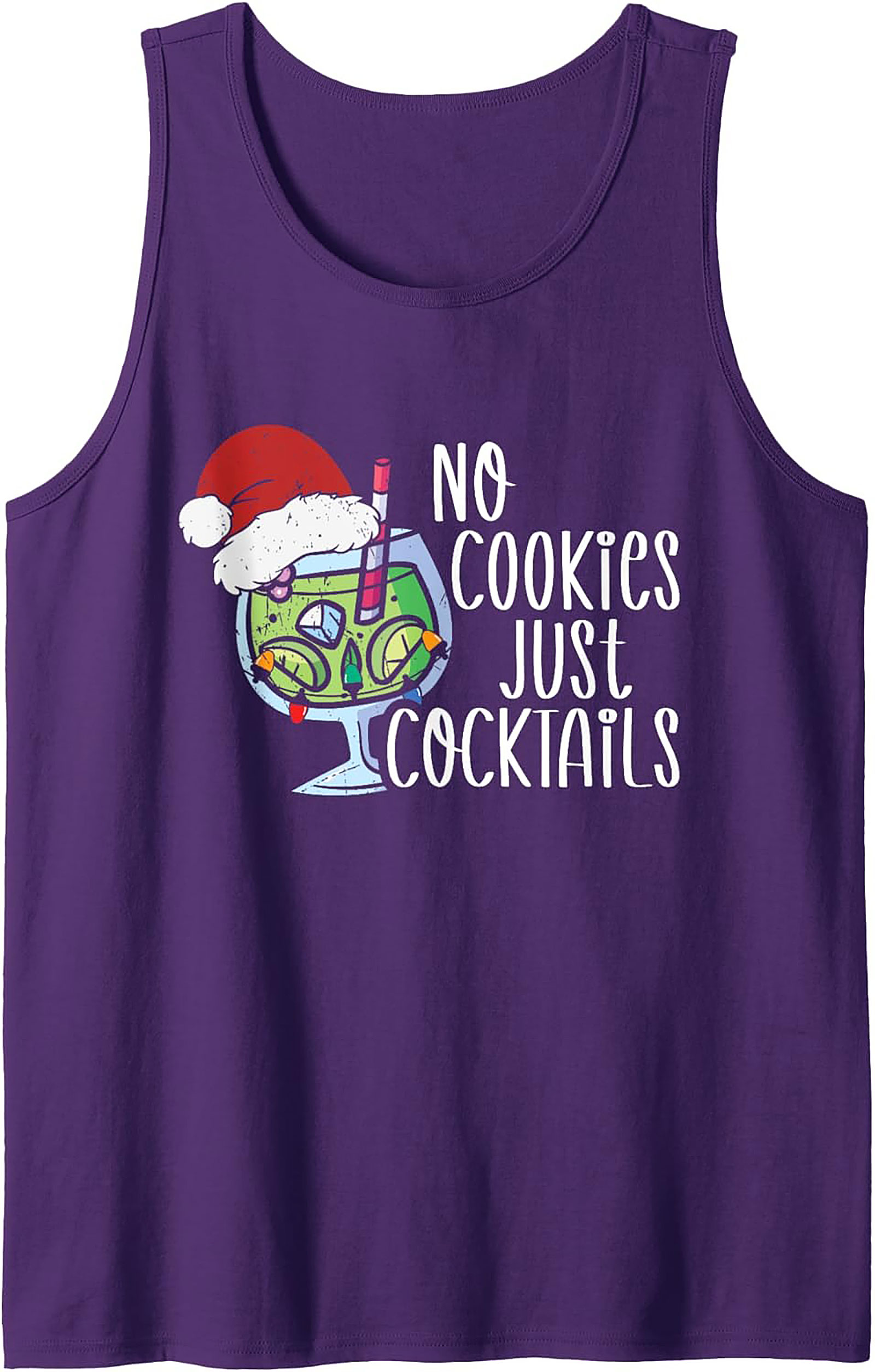No Cookies Just Cocktails Graphic Tank Funny Christmas Shirt