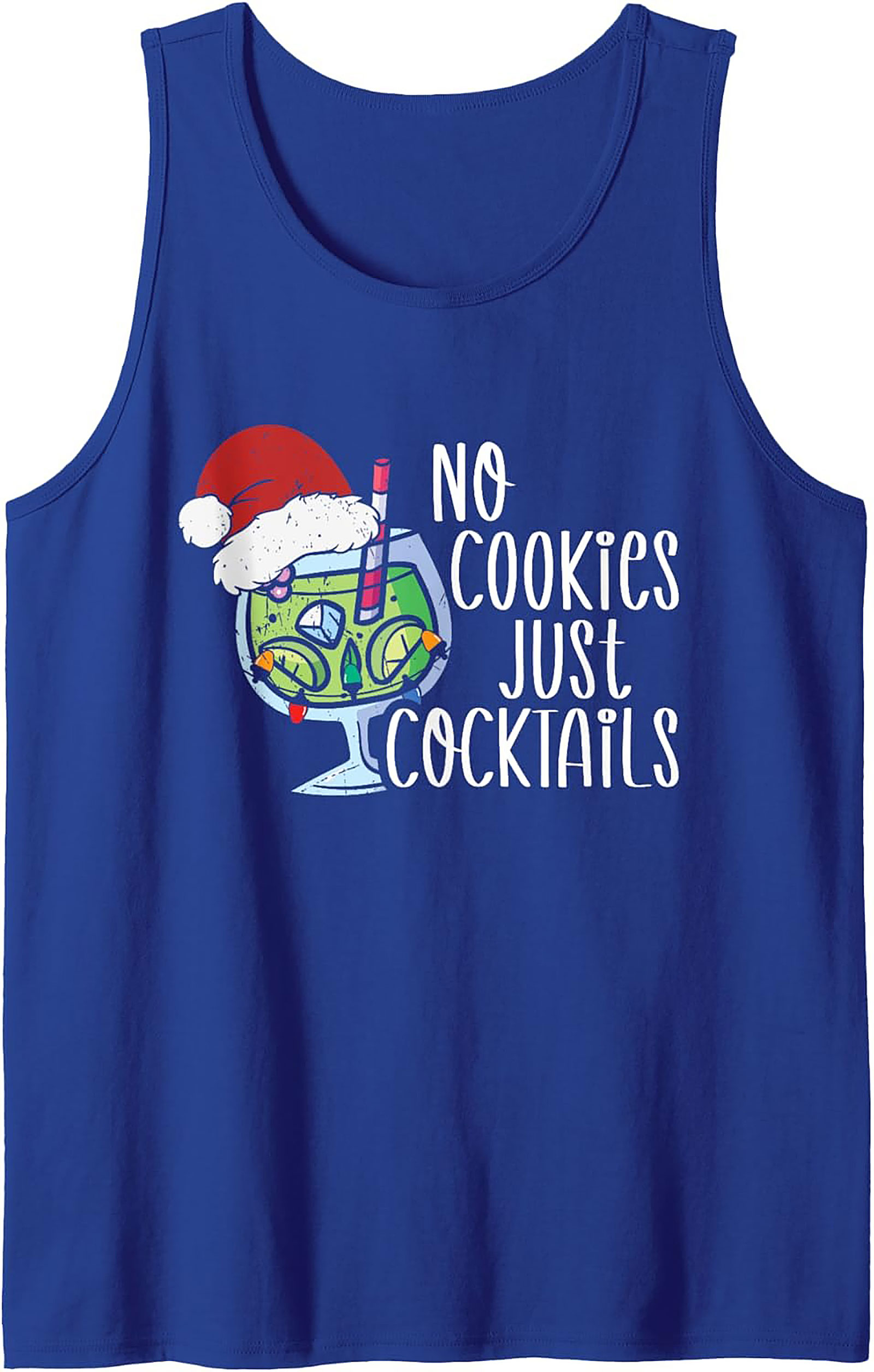 No Cookies Just Cocktails Graphic Tank Funny Christmas Shirt